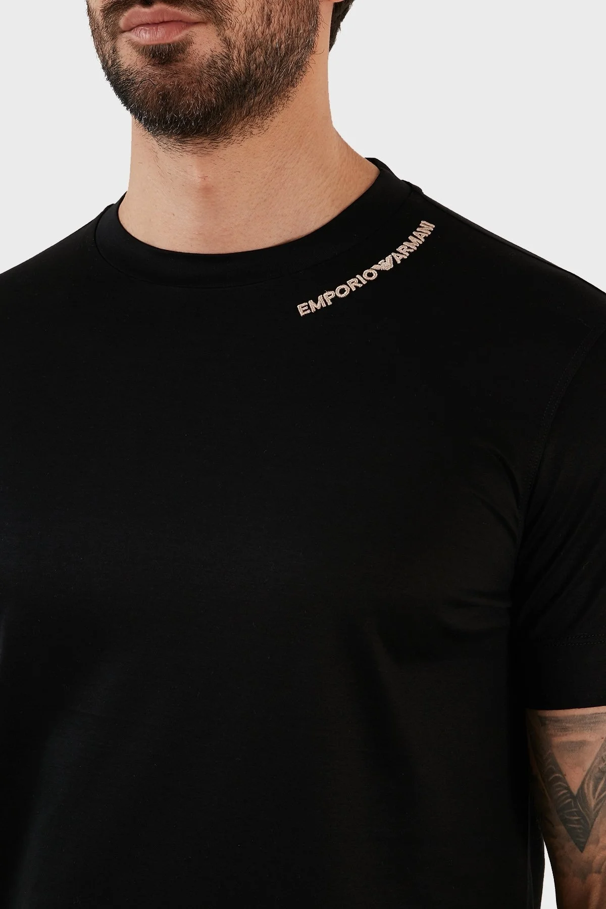 Emporio Armani Pamuklu Relaxed Fit Bisiklet Yaka Erkek T Shirt 3R1TT4 1JUVZ 0999 SİYAH - 4