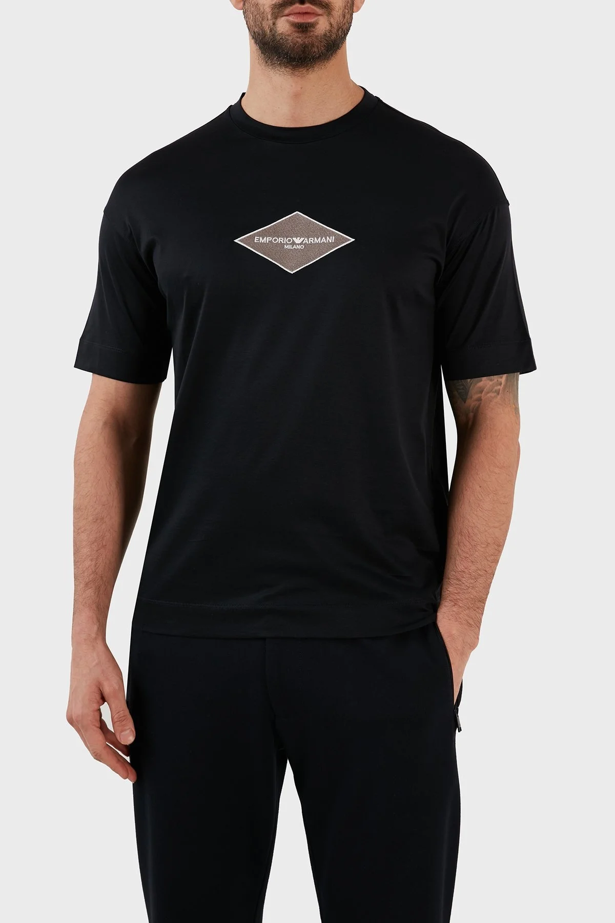 Emporio Armani Pamuklu Relaxed Fit Bisiklet Yaka Erkek T Shirt 3R1TU4 1JUVZ 0920 LACİVERT - 1