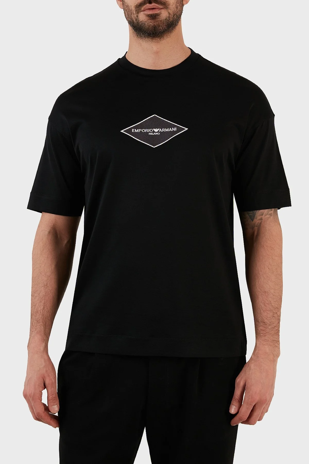 Emporio Armani Pamuklu Relaxed Fit Bisiklet Yaka Erkek T Shirt 3R1TU4 1JUVZ 0999 SİYAH - 1