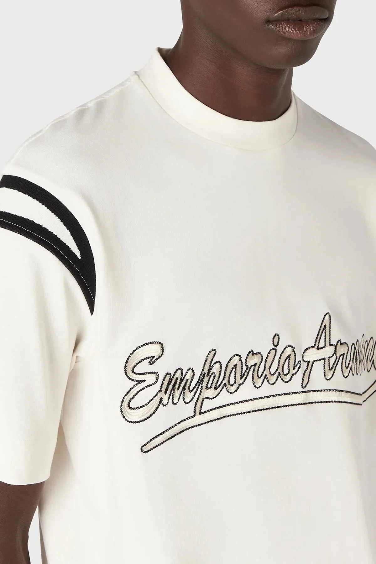 Emporio Armani Pamuklu Relaxed Fit Bisiklet Yaka Erkek T Shirt 6R1TDP 1JWZZ 0128 EKRU - 1