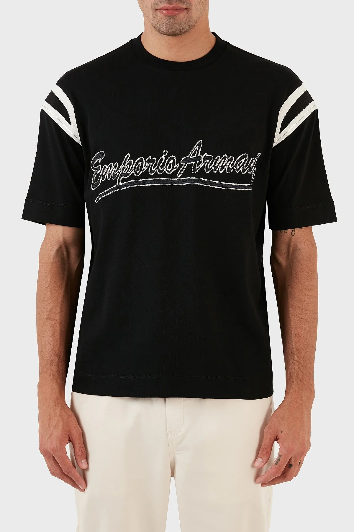 Emporio Armani Pamuklu Relaxed Fit Bisiklet Yaka Erkek T Shirt 6R1TDP 1JWZZ 0999 SİYAH - 1