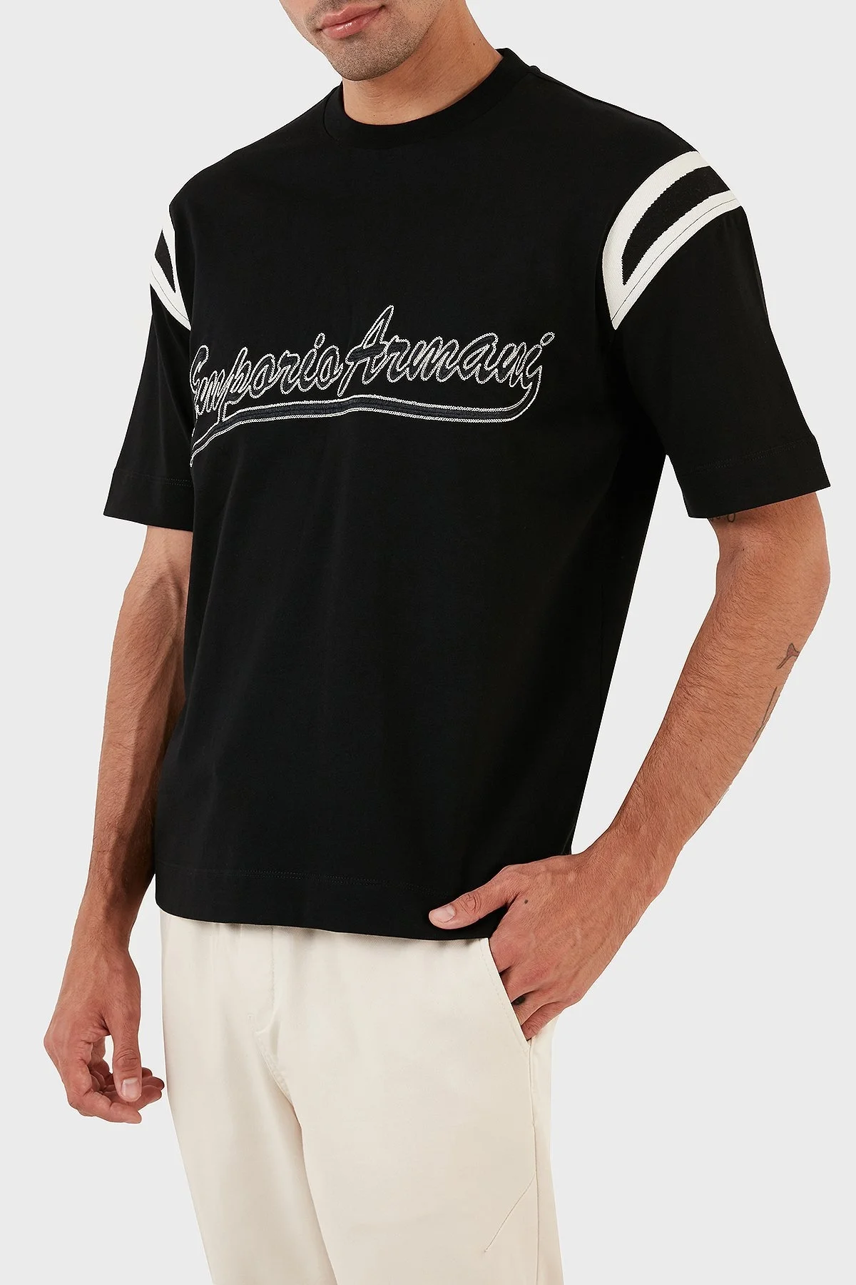 Emporio Armani Pamuklu Relaxed Fit Bisiklet Yaka Erkek T Shirt 6R1TDP 1JWZZ 0999 SİYAH - 3