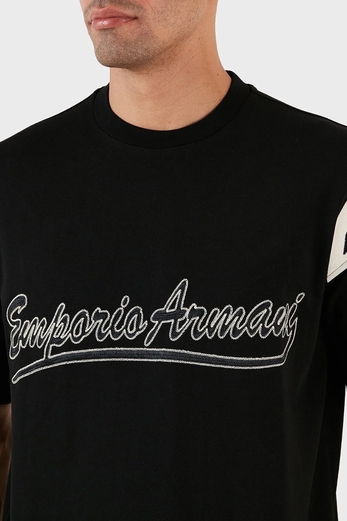 Emporio Armani Pamuklu Relaxed Fit Bisiklet Yaka Erkek T Shirt 6R1TDP 1JWZZ 0999 SİYAH - 4