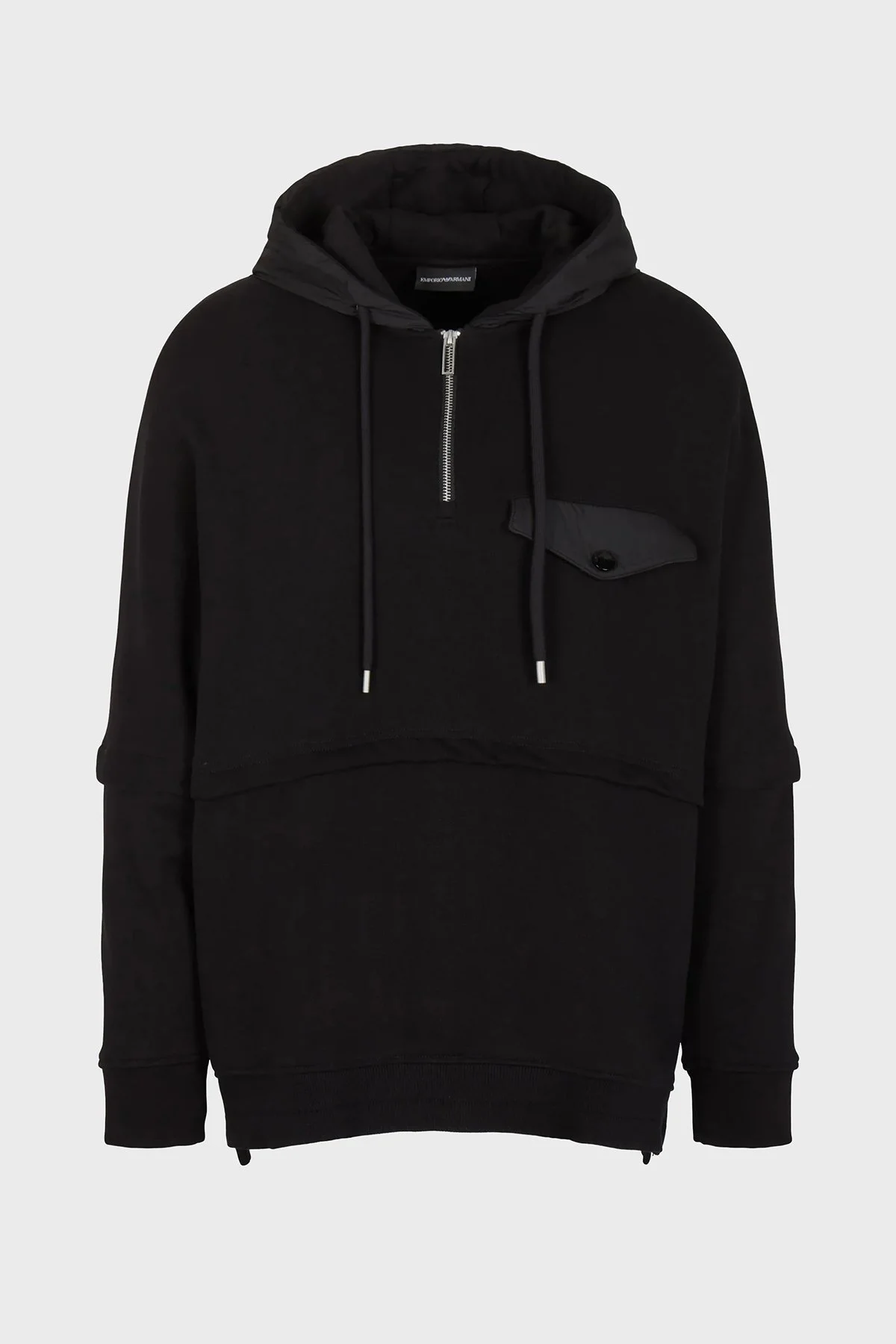 Emporio Armani Pamuklu Relaxed Fit Çıkarılabilir Kollu Kapüşonlu Erkek Sweat 6R1MBV 1JWPZ 0999 SİYAH - 10