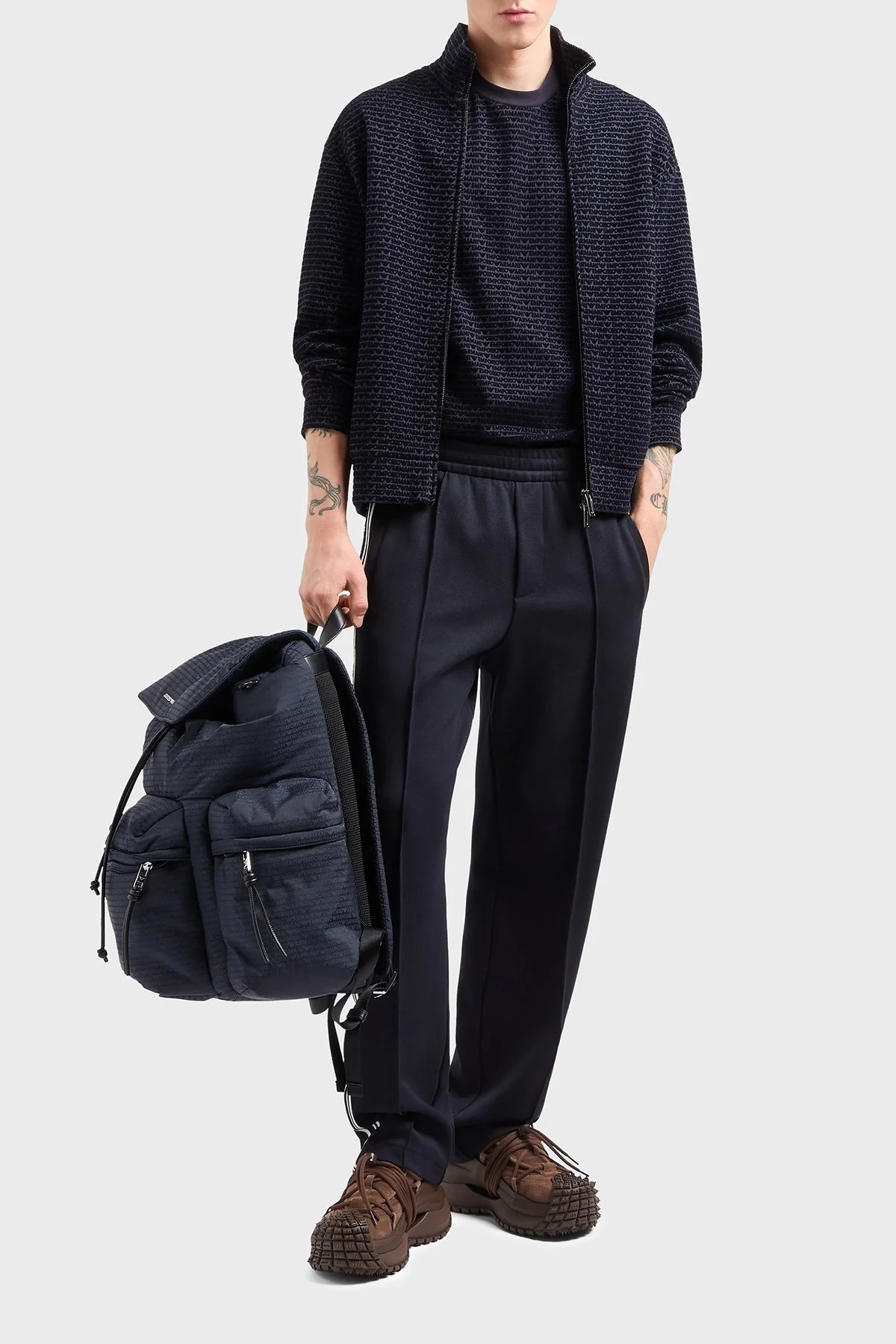 Emporio Armani Pamuklu Relaxed Fit Düz Paça Çizgi Detaylı Erkek Pantolon EM001111 AF13488 UB118 LACİVERT - 6