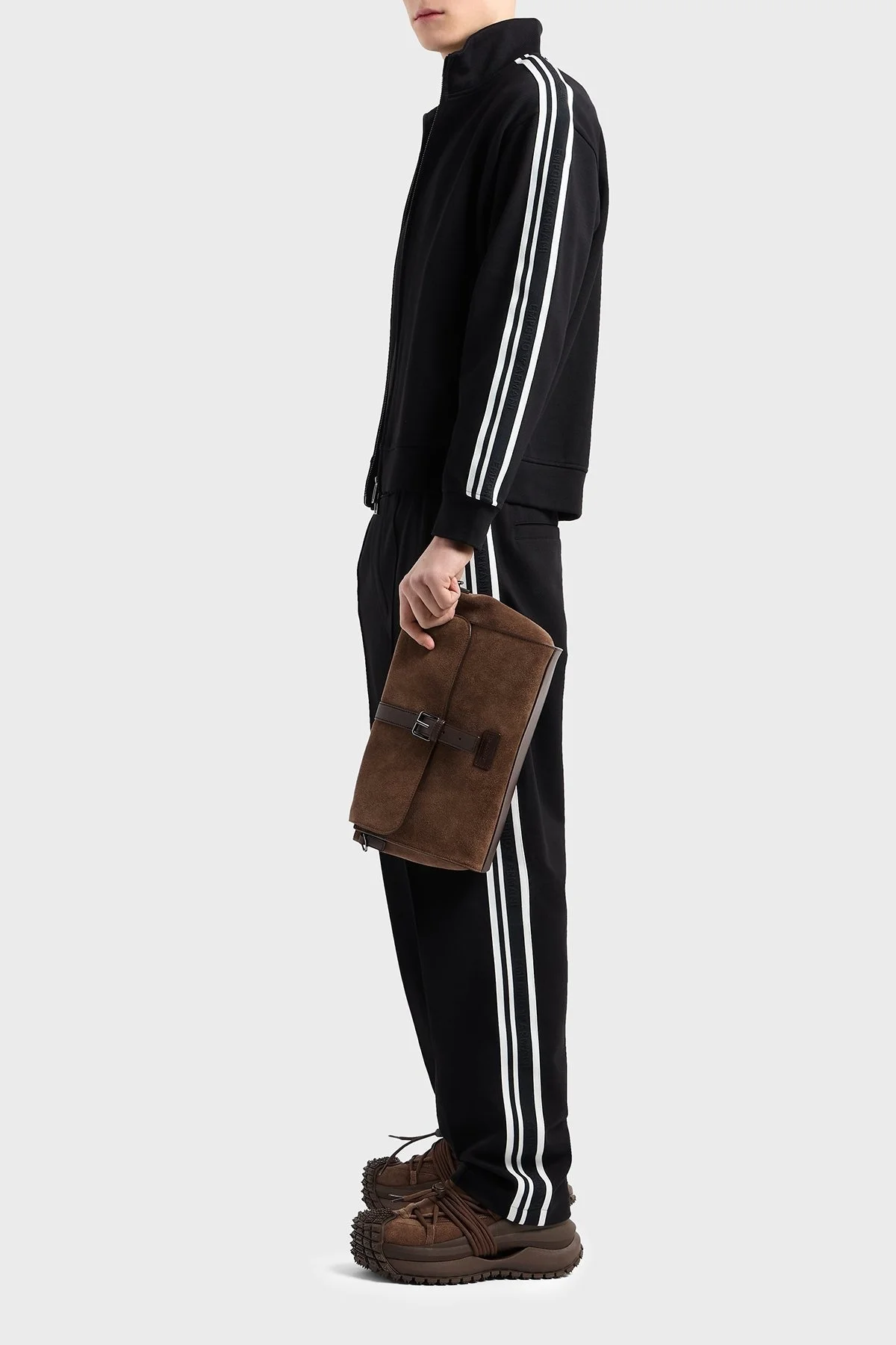 Emporio Armani Pamuklu Relaxed Fit Düz Paça Çizgi Detaylı Erkek Pantolon EM001111 AF13488 UC001 SİYAH - 3