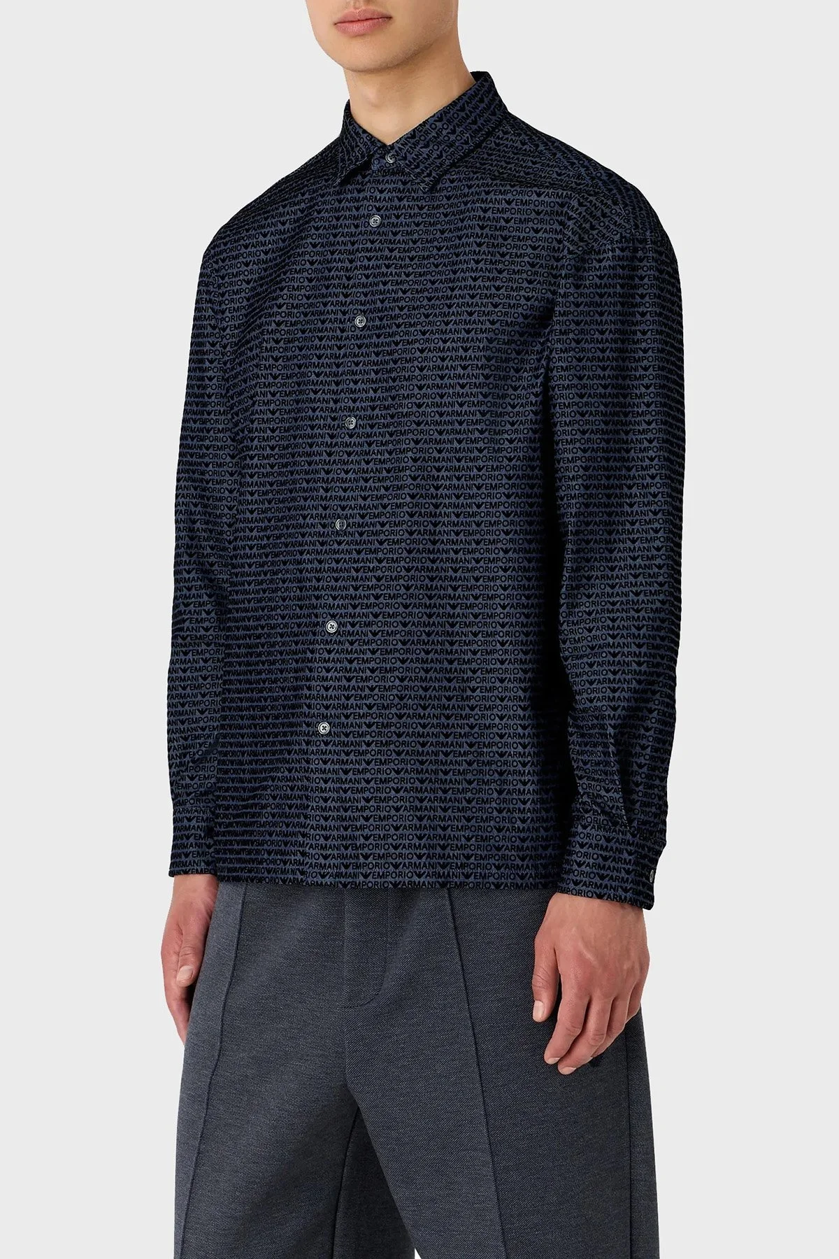 Emporio Armani Pamuklu Relaxed Fit Erkek Gömlek 3D1CD3 1DKAZ F916 LACİVERT - 1