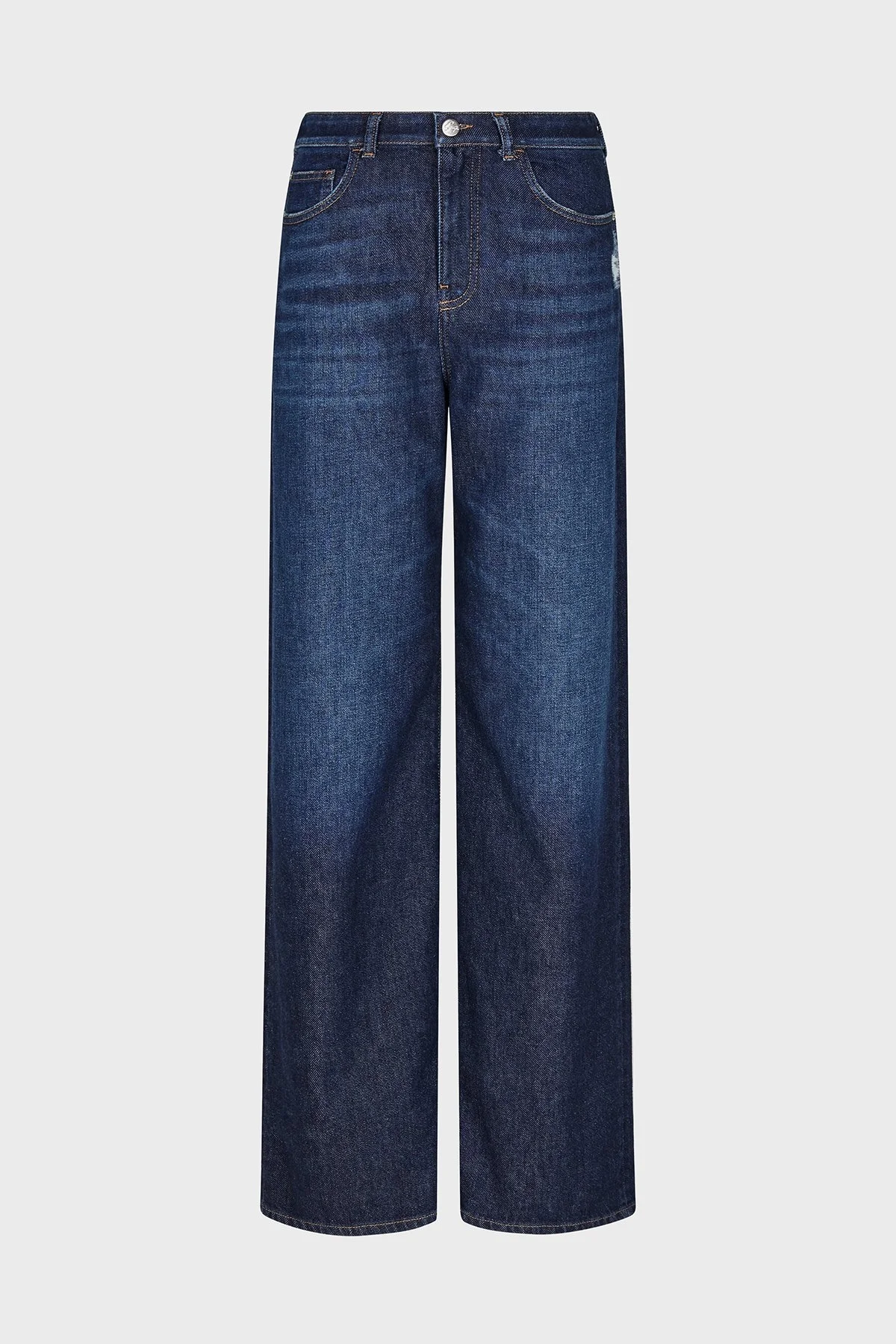 Emporio Armani Pamuklu Relaxed Fit Geniş Paça Vintage Görünümlü Jeans Bayan Kot Pantolon EW000737 AF17033 MB001 LACİVERT - 12