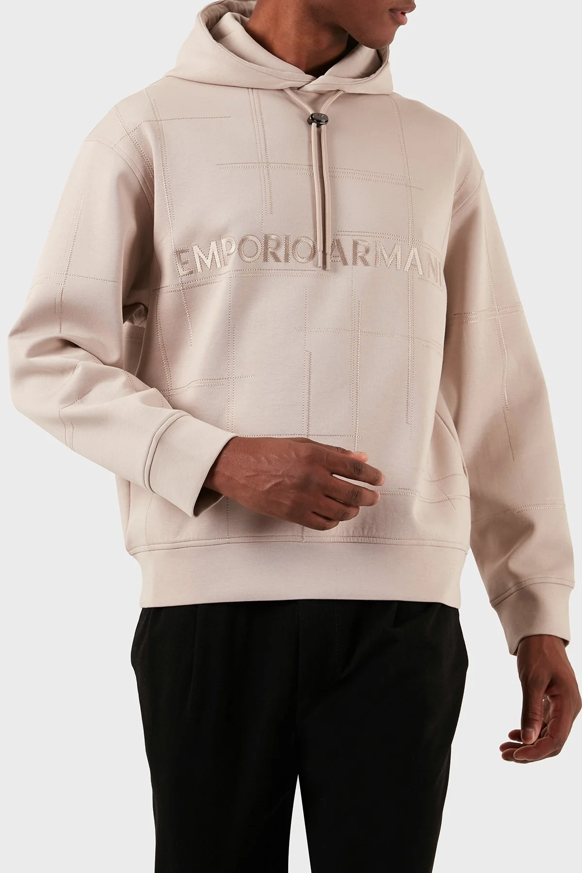 Emporio Armani Pamuklu Relaxed Fit Kapüşonlu Erkek Sweat 3D1MDR 1JHSZ 01M5 BEJ - 1