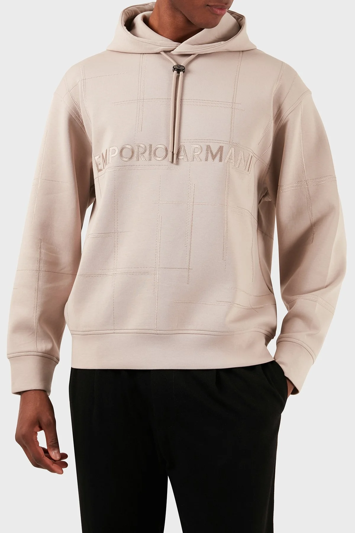 Emporio Armani Pamuklu Relaxed Fit Kapüşonlu Erkek Sweat 3D1MDR 1JHSZ 01M5 BEJ - 3