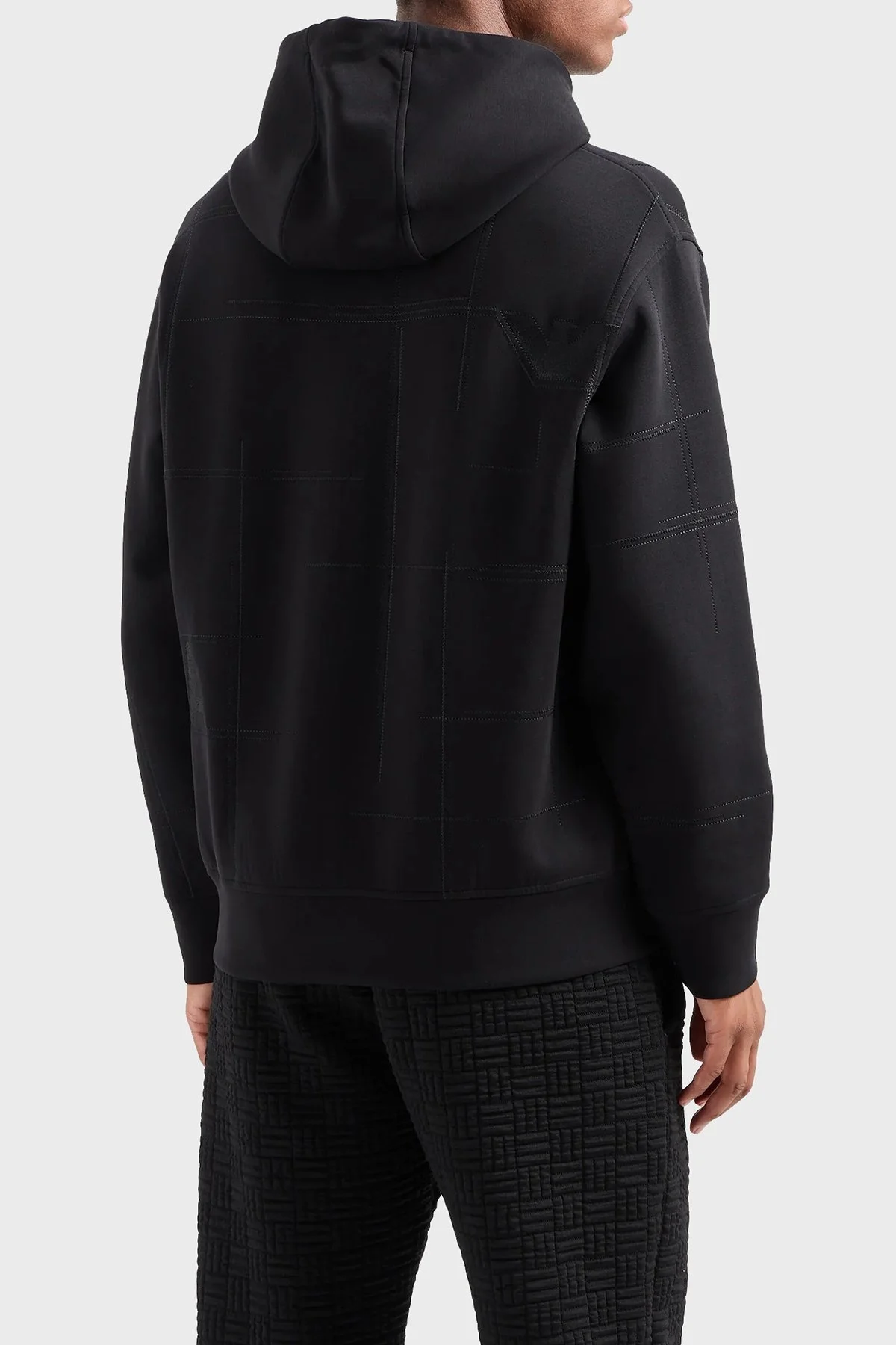 Emporio Armani Pamuklu Relaxed Fit Kapüşonlu Erkek Sweat 3D1MDR 1JHSZ 0999 SİYAH - 2