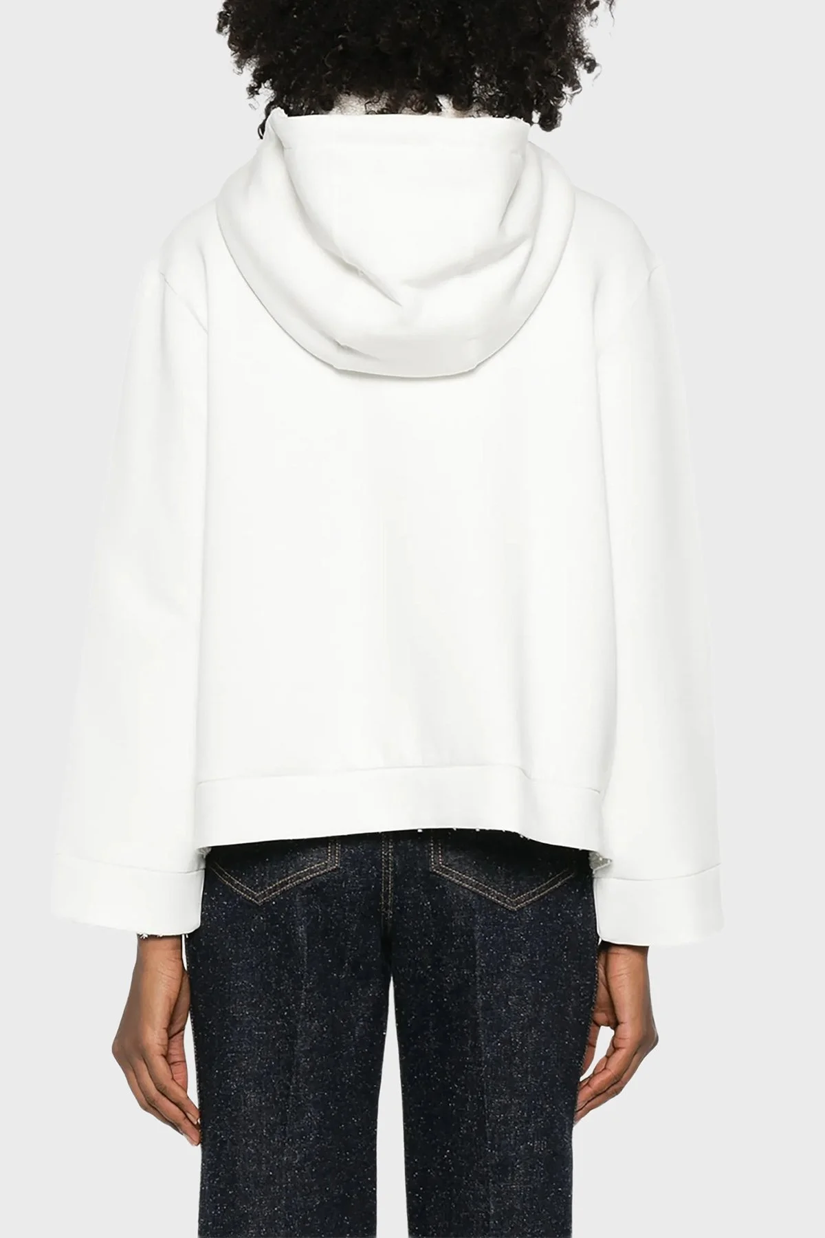 Emporio Armani Pamuklu Relaxed Fit Kapüşonlu Fermuarlı Bayan Sweat EW004213 AF10002 U0006 BEYAZ - 3