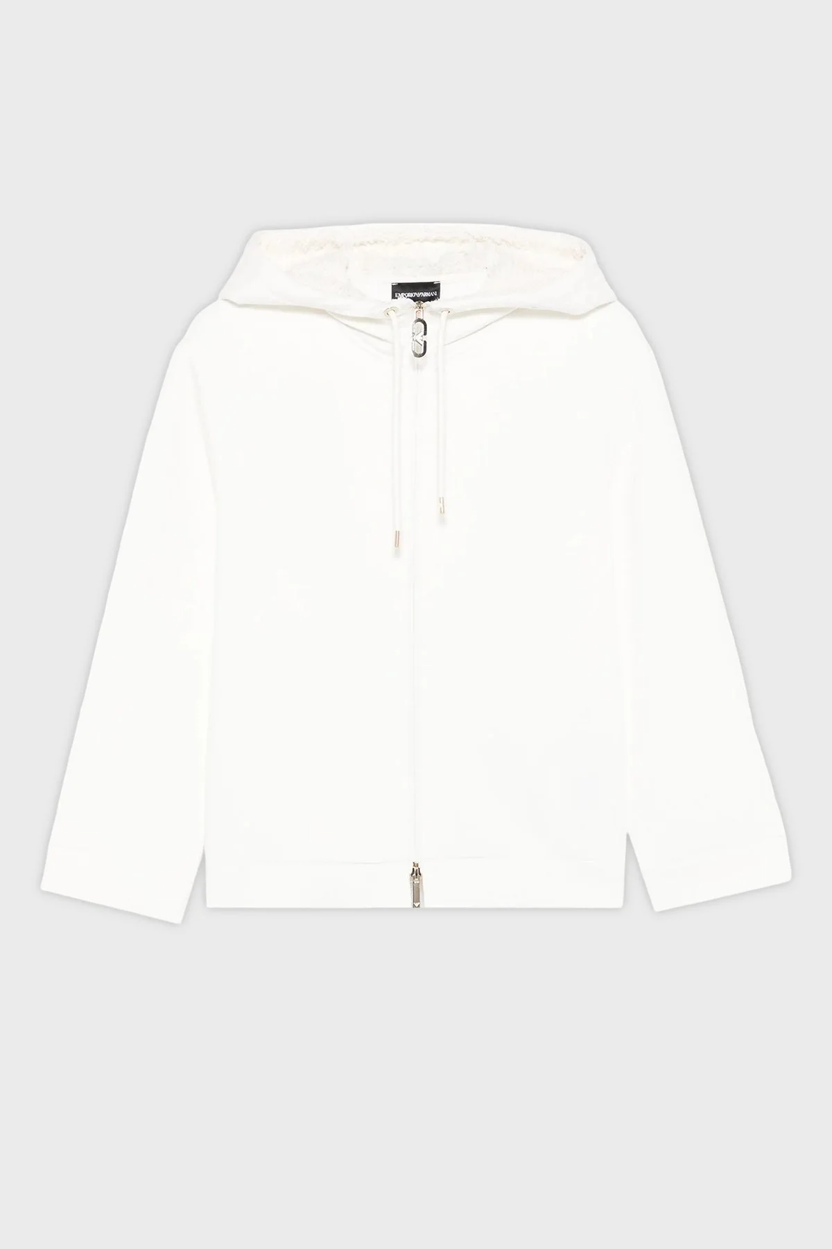 Emporio Armani Pamuklu Relaxed Fit Kapüşonlu Fermuarlı Bayan Sweat EW004213 AF10002 U0006 BEYAZ - 5