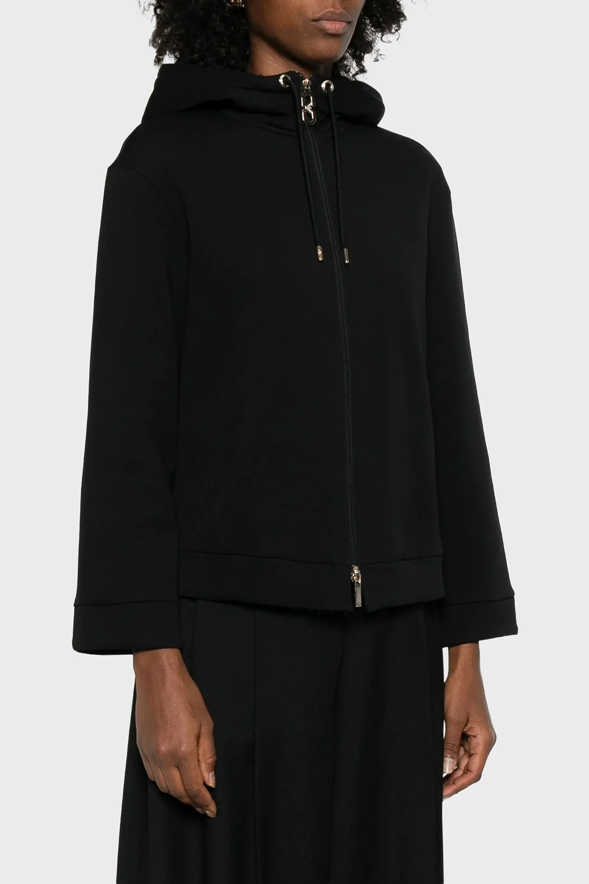 Emporio Armani Pamuklu Relaxed Fit Kapüşonlu Fermuarlı Bayan Sweat EW004213 AF10002 UC001 SİYAH - 1