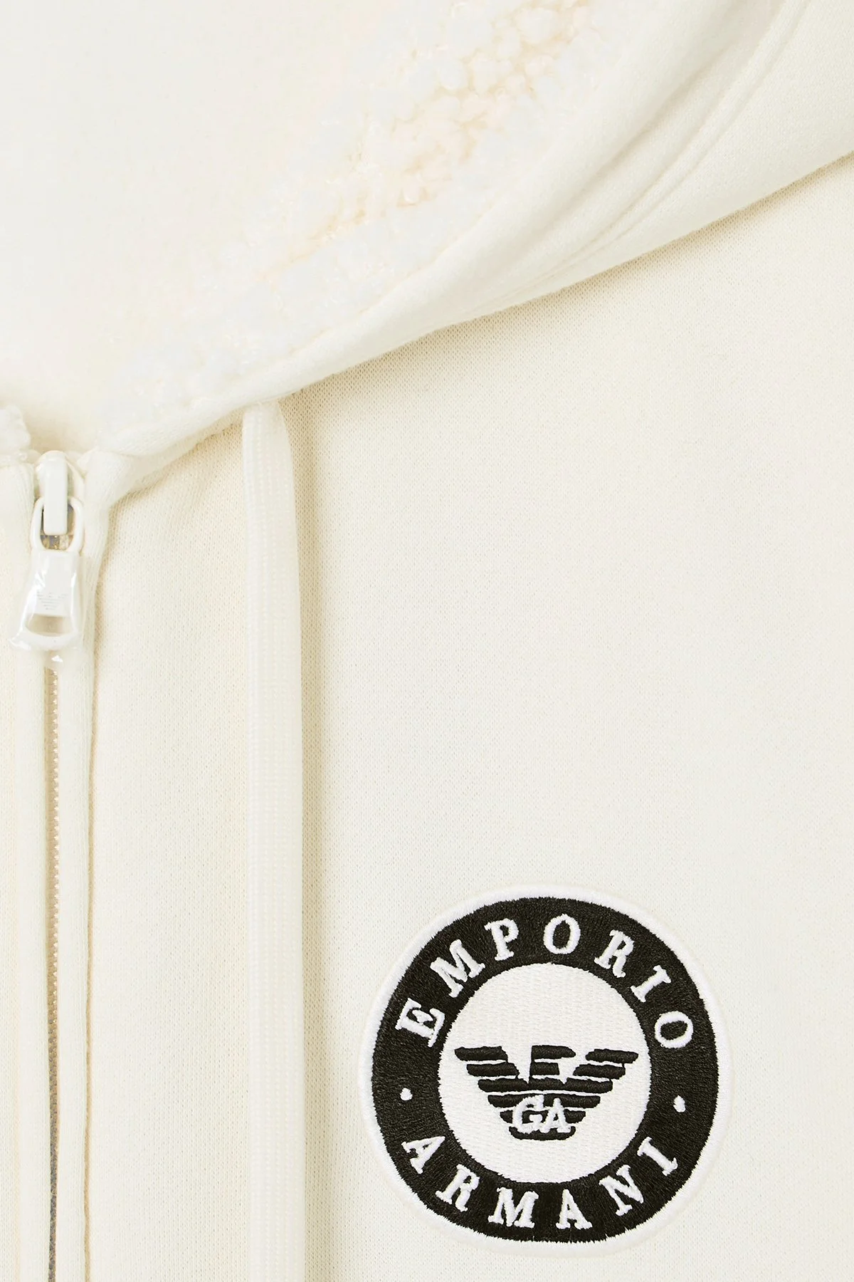 Emporio Armani Pamuklu Relaxed Fit Kapüşonlu İçi Yumuşak Tüylü Fermuarlı Bayan Sweat EW001935 AF15363 U1054 EKRU - 3