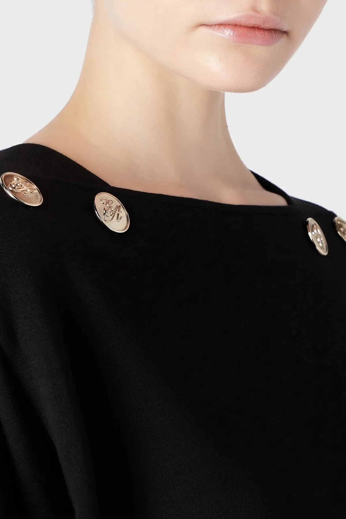 Emporio Armani Pamuklu Relaxed Fit Kare Yaka Mini Bayan Elbise 6R2A6A 1JHSZ 0999 SİYAH - 3