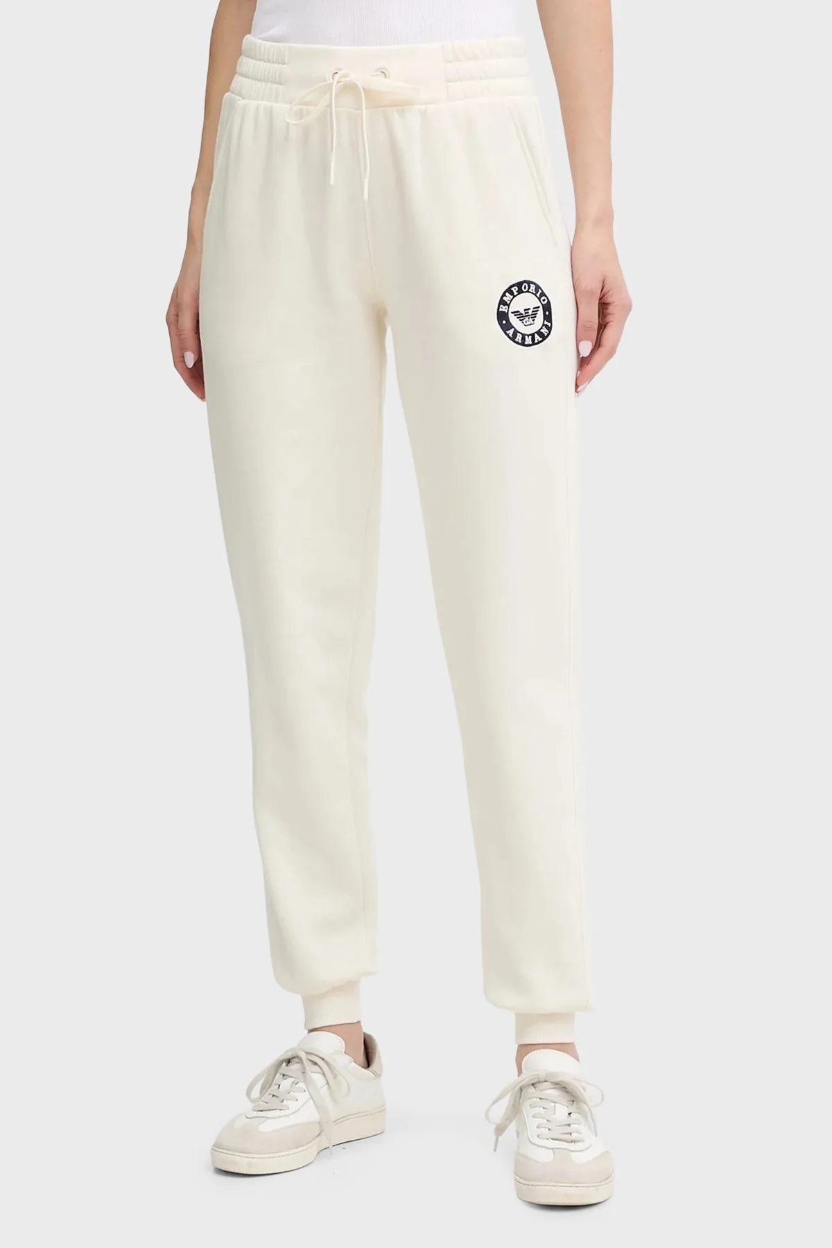 Emporio Armani Pamuklu Relaxed Fit Lastikli Paça Jogger Bayan Pantolon EW001938 AF15363 U1054 EKRU - 1