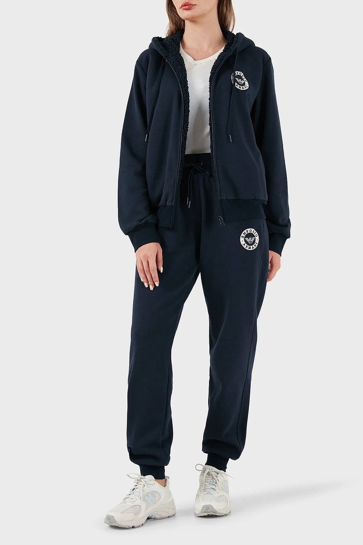 Emporio Armani Pamuklu Relaxed Fit Lastikli Paça Jogger Bayan Pantolon EW001938 AF15363 UB101 LACİVERT - 2