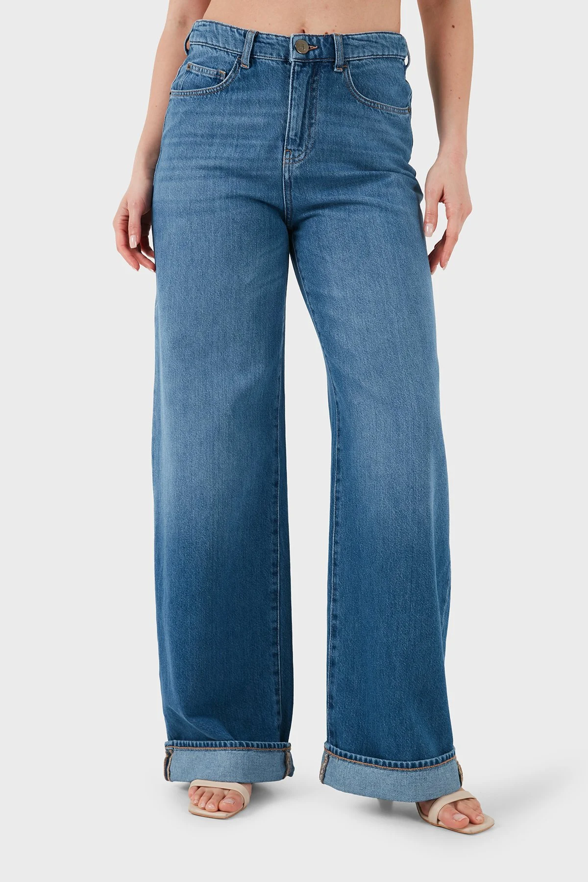 Emporio Armani Pamuklu Relaxed Fit Yüksek Bel Jeans Kadın Kot Pantolon EW000737 AF22225 MB003 LACİVERT - 6
