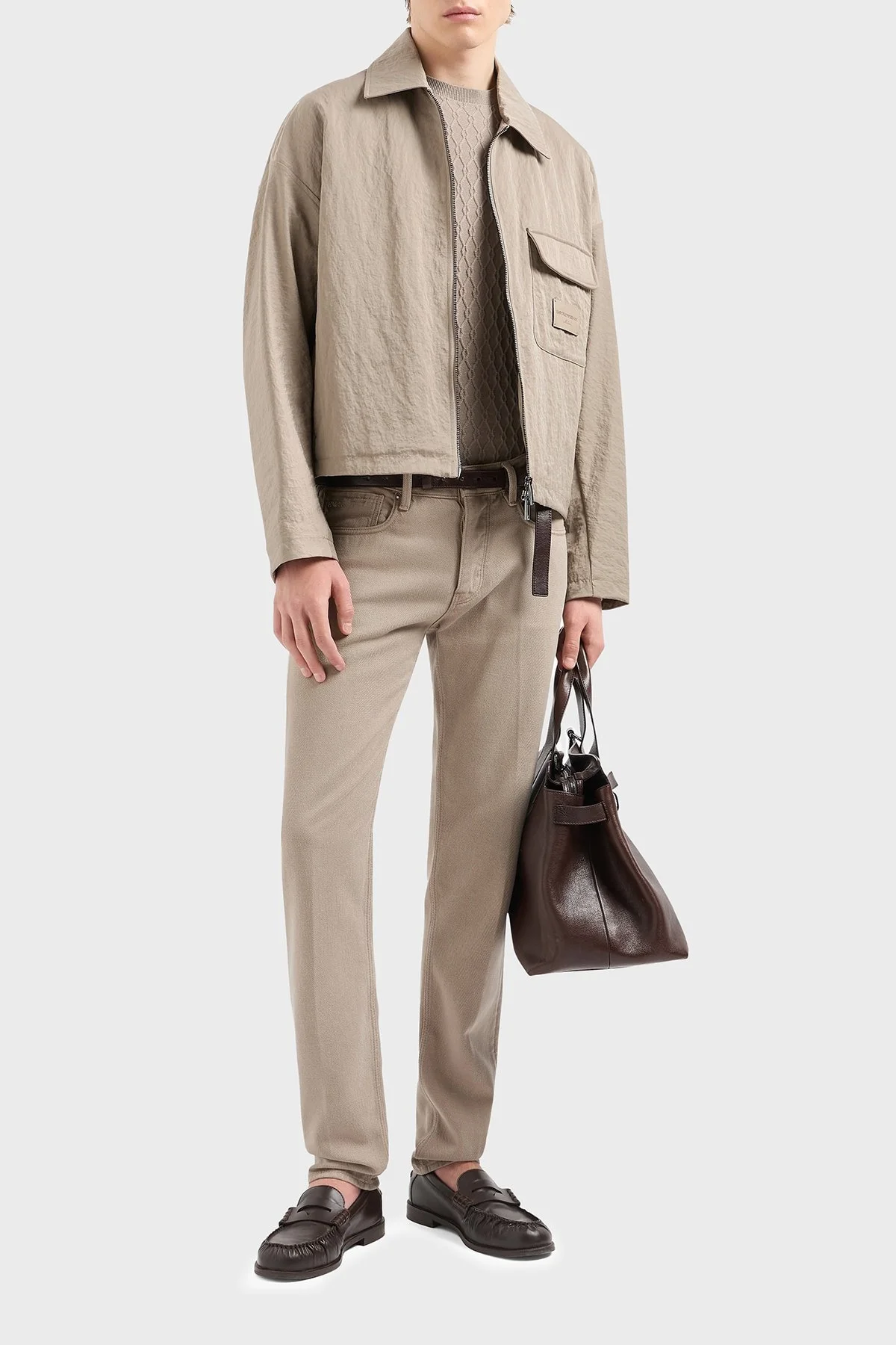 Emporio Armani Pamuklu Skinny Fit Düşük Bel Düz Paça Jeans Erkek Kot Pantolon EM000668 AF12631 U6167 BEJ - 2