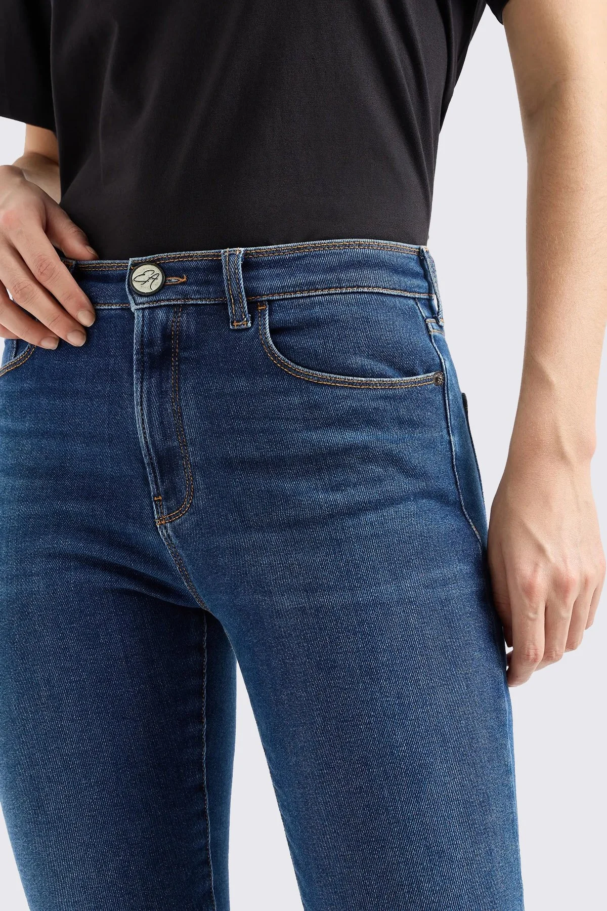 Emporio Armani Pamuklu Skinny Fit Yüksek Bel Jeans Kadın Kot Pantolon 6D2J20 2DUPZ 0942 LACİVERT - 4