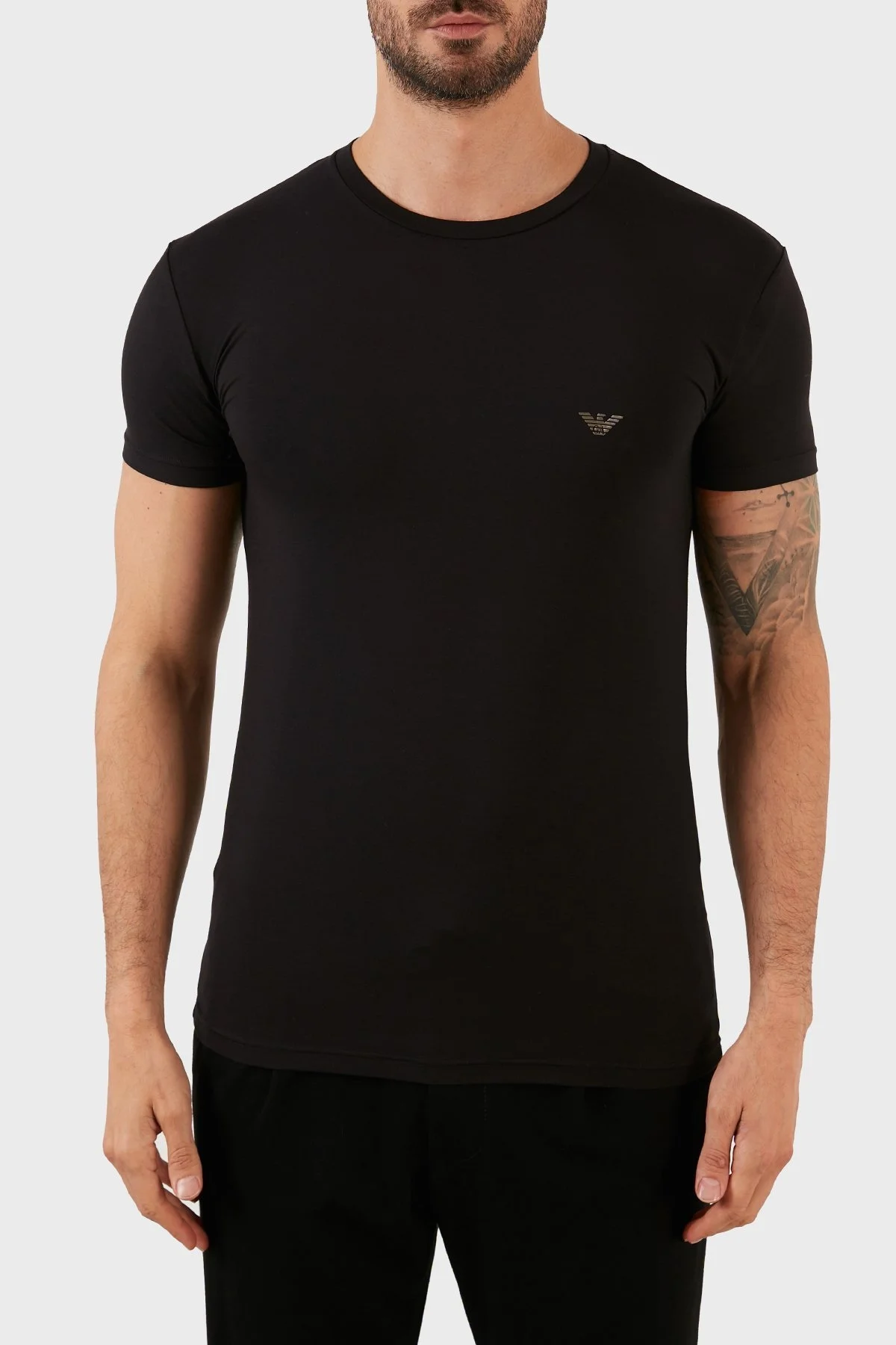 Emporio Armani Pamuklu Slim Fit Bisiklet Yaka Erkek T Shirt 111035 2F511 00020 SİYAH - 1