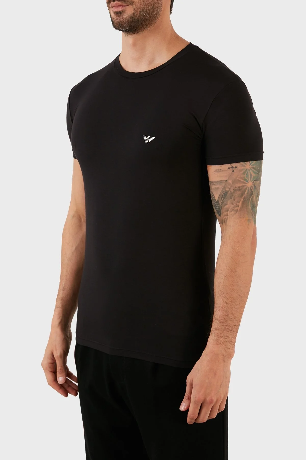 Emporio Armani Pamuklu Slim Fit Bisiklet Yaka Erkek T Shirt 111035 2F511 00020 SİYAH - 2