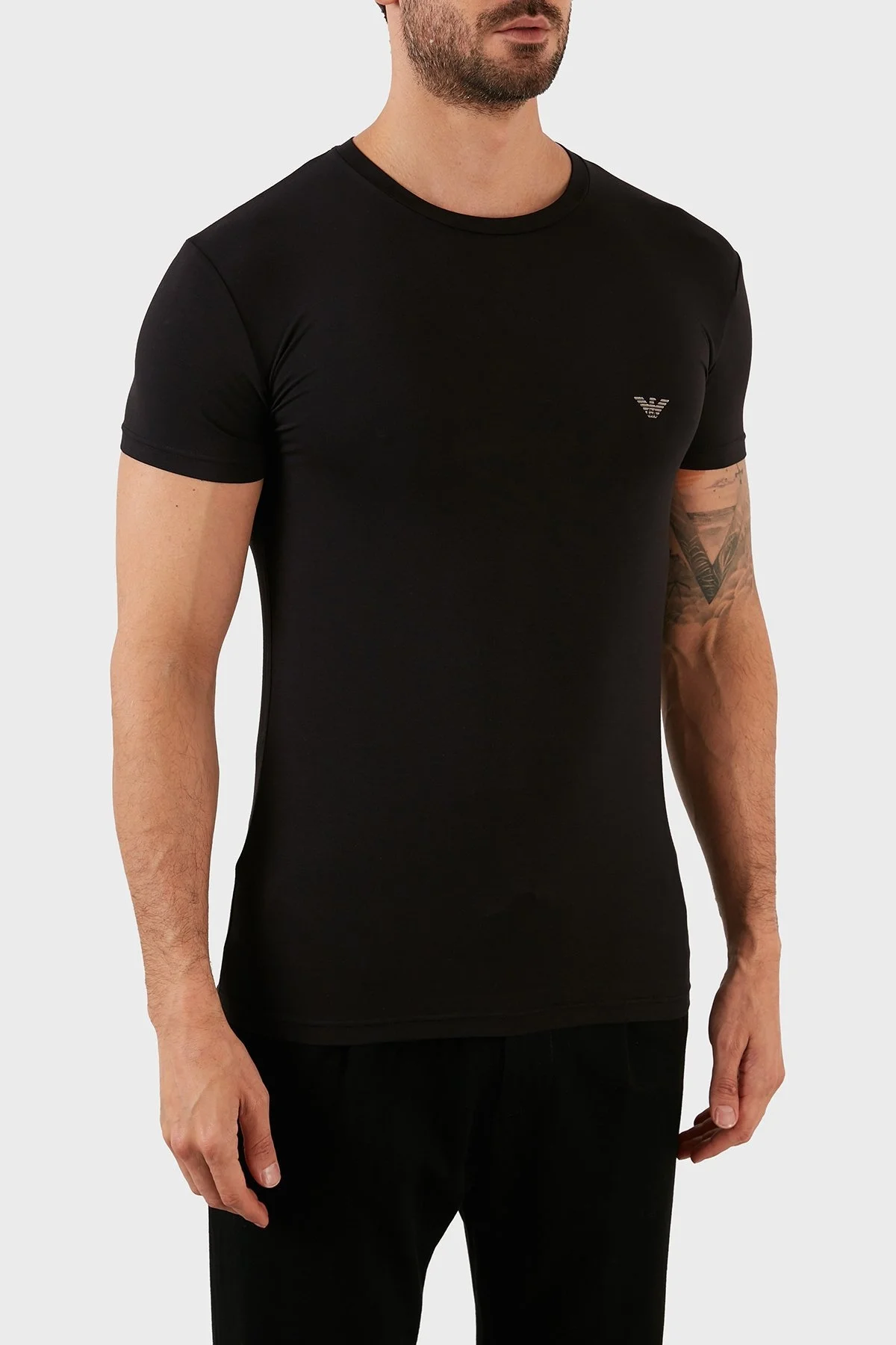 Emporio Armani Pamuklu Slim Fit Bisiklet Yaka Erkek T Shirt 111035 2F511 00020 SİYAH - 3