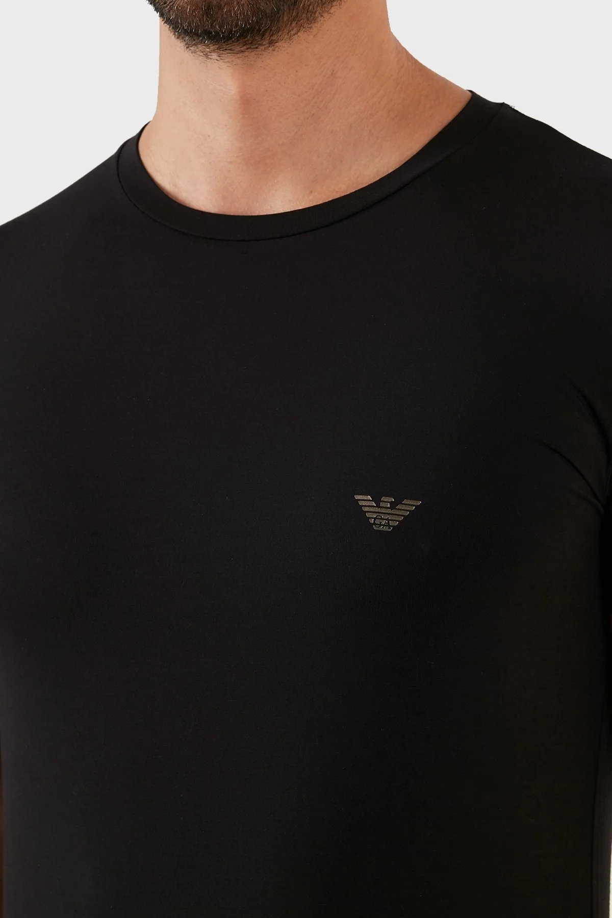 Emporio Armani Pamuklu Slim Fit Bisiklet Yaka Erkek T Shirt 111035 2F511 00020 SİYAH - 4