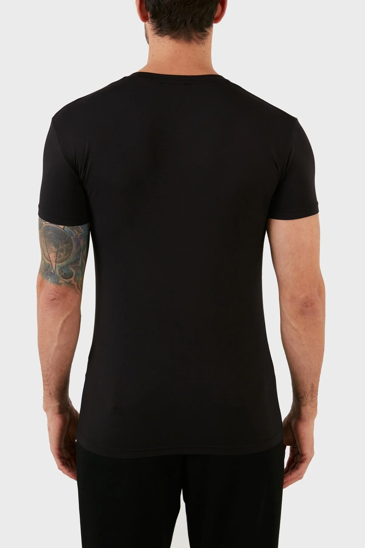 Emporio Armani Pamuklu Slim Fit Bisiklet Yaka Erkek T Shirt 111035 2F511 00020 SİYAH - 5