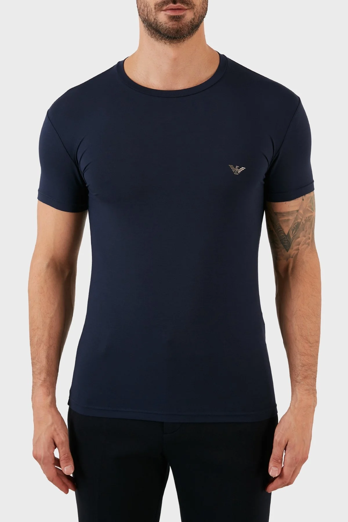 Emporio Armani Pamuklu Slim Fit Bisiklet Yaka Erkek T Shirt 111035 2F511 00135 LACİVERT - 1
