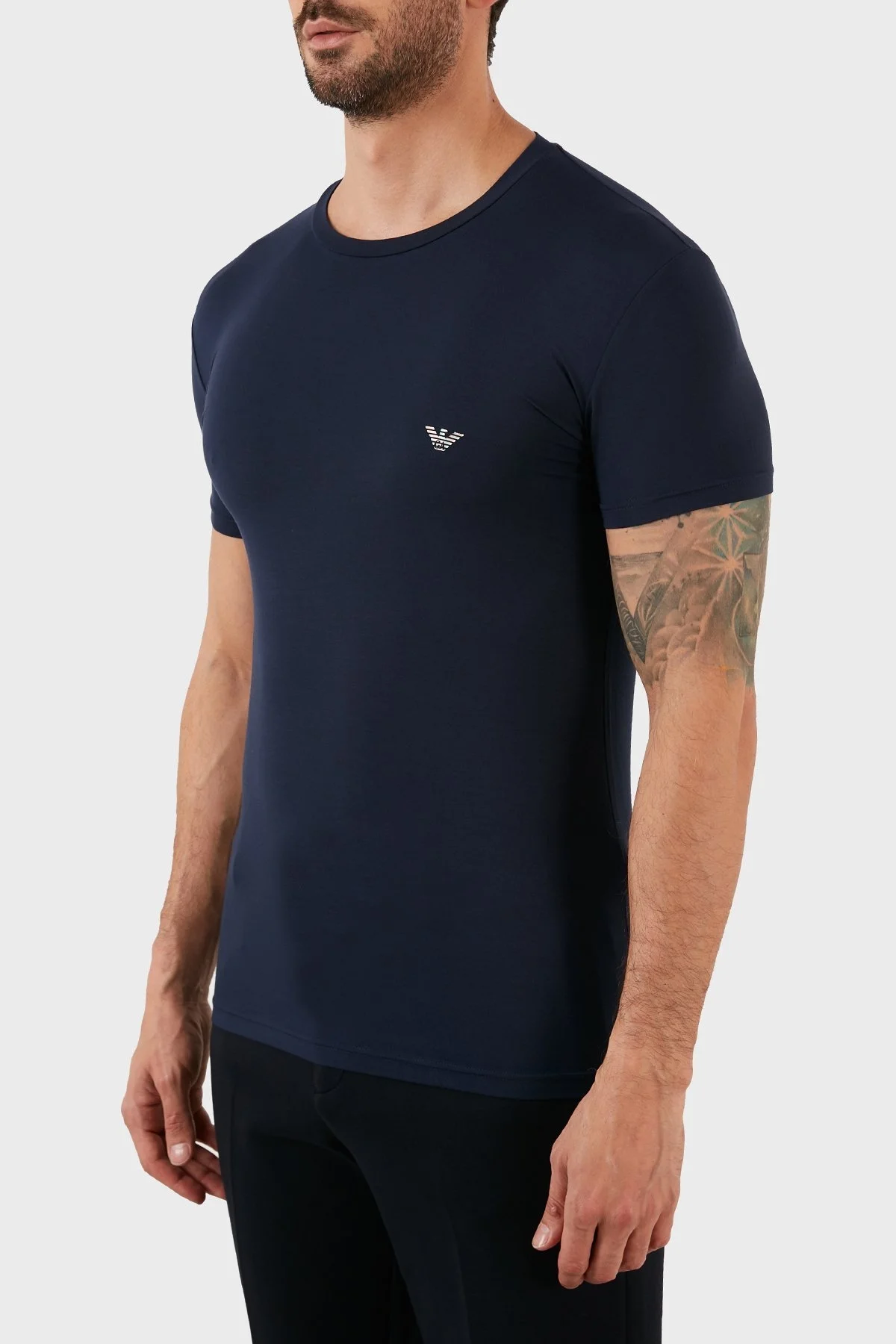 Emporio Armani Pamuklu Slim Fit Bisiklet Yaka Erkek T Shirt 111035 2F511 00135 LACİVERT - 2