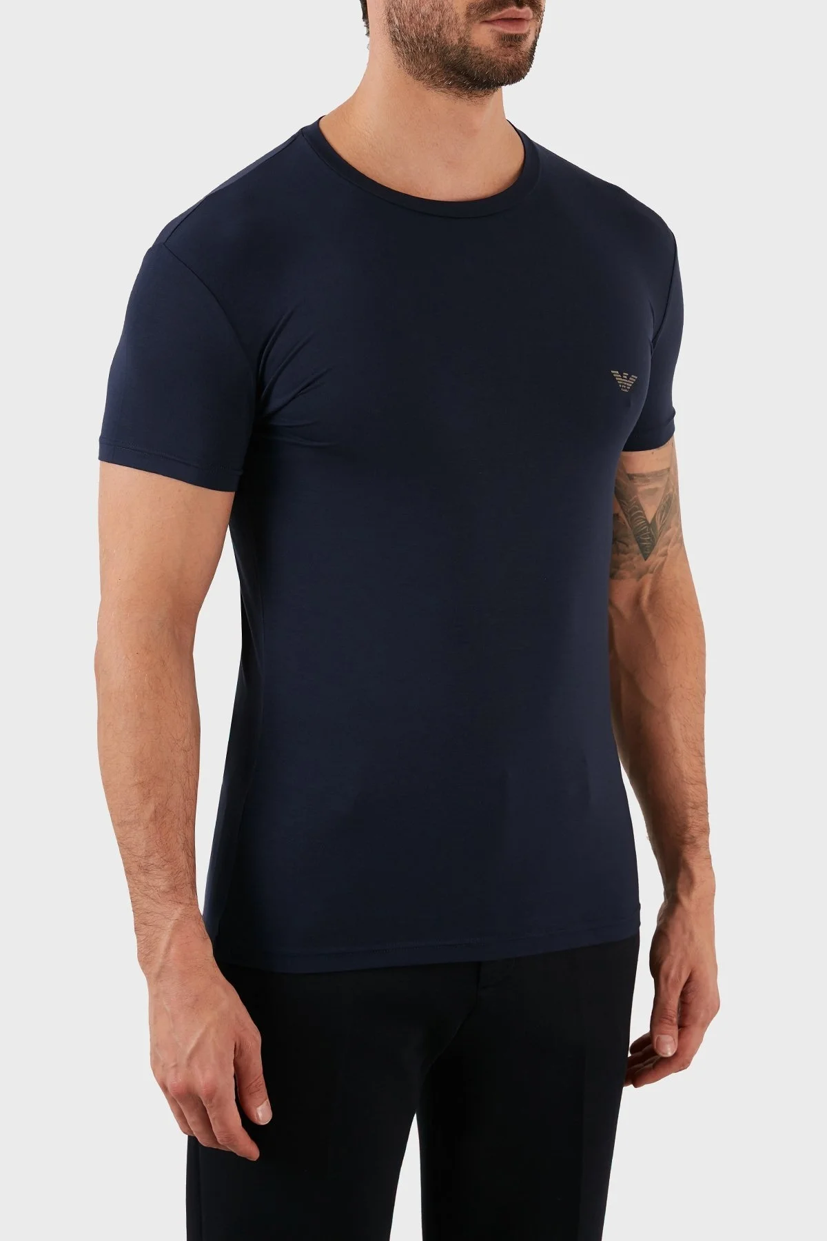Emporio Armani Pamuklu Slim Fit Bisiklet Yaka Erkek T Shirt 111035 2F511 00135 LACİVERT - 3