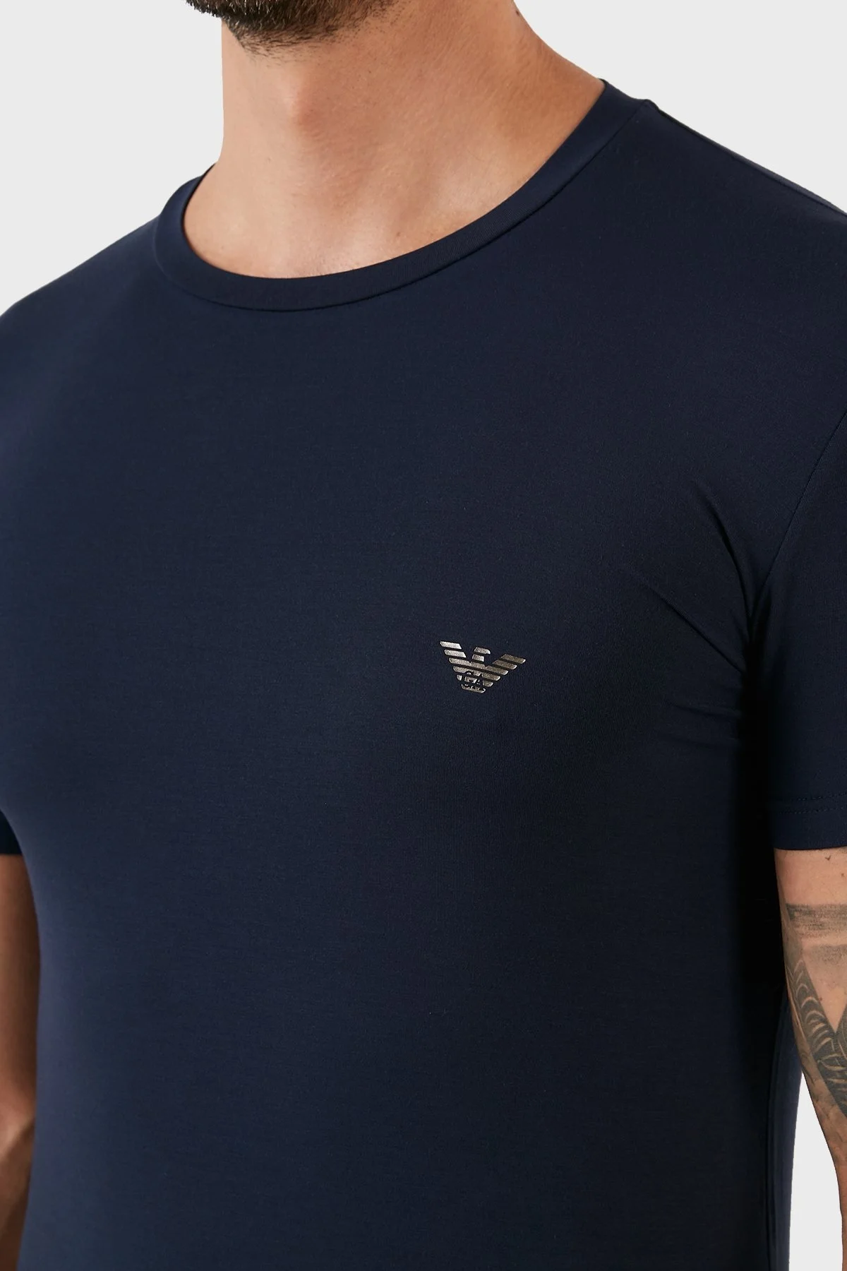 Emporio Armani Pamuklu Slim Fit Bisiklet Yaka Erkek T Shirt 111035 2F511 00135 LACİVERT - 4