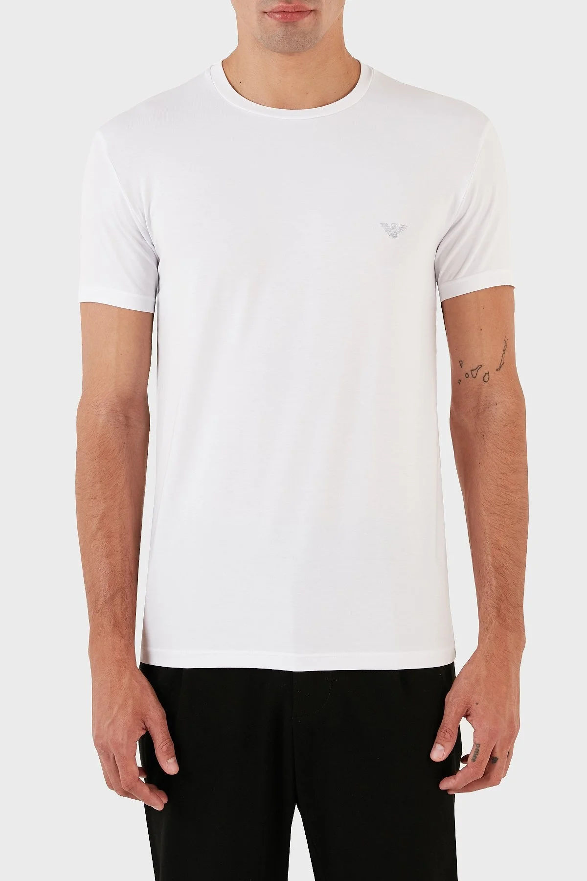 Emporio Armani Pamuklu Slim Fit Bisiklet Yaka Erkek T Shirt 111971 3F511 00010 BEYAZ - 1