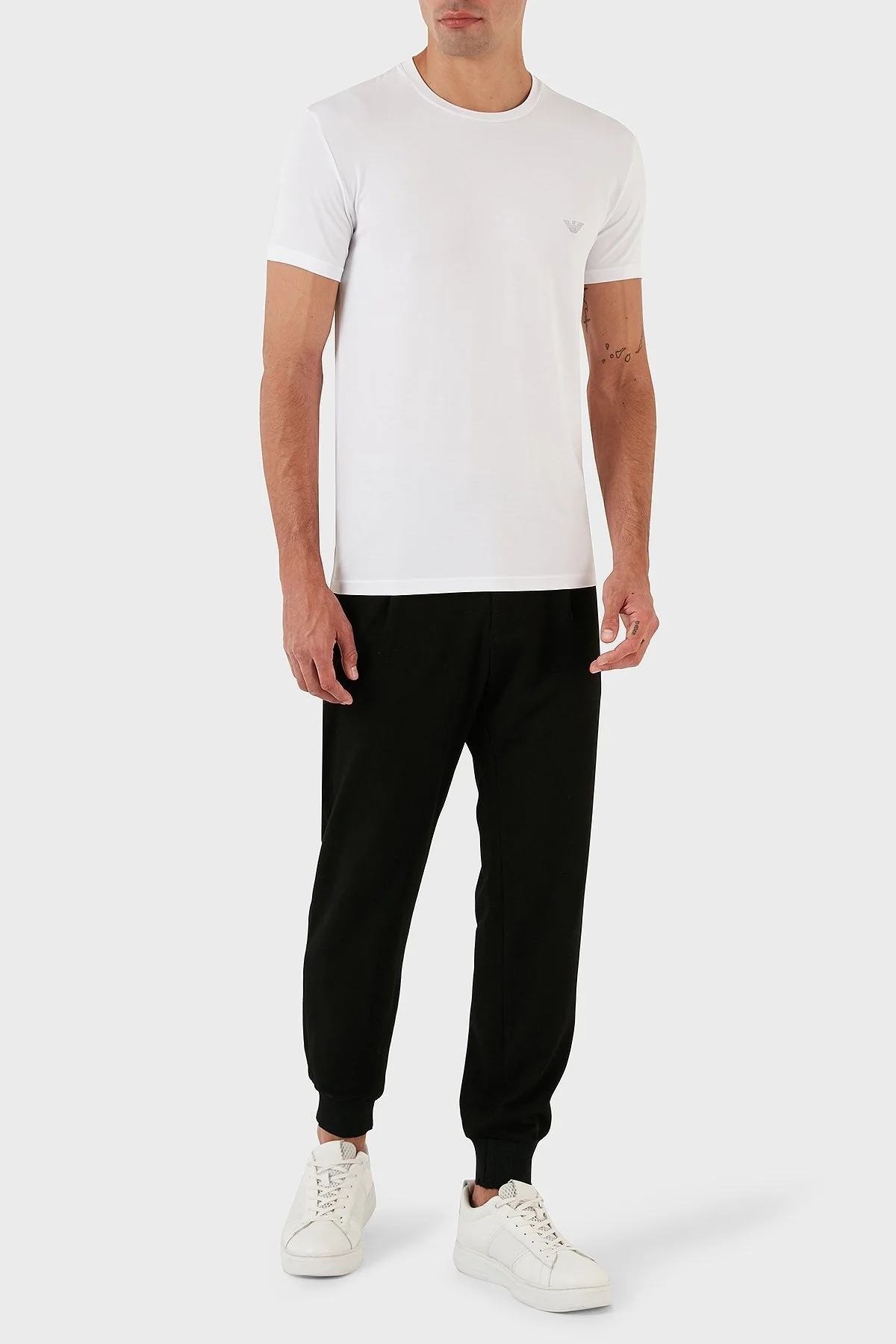 Emporio Armani Pamuklu Slim Fit Bisiklet Yaka Erkek T Shirt 111971 3F511 00010 BEYAZ - 4