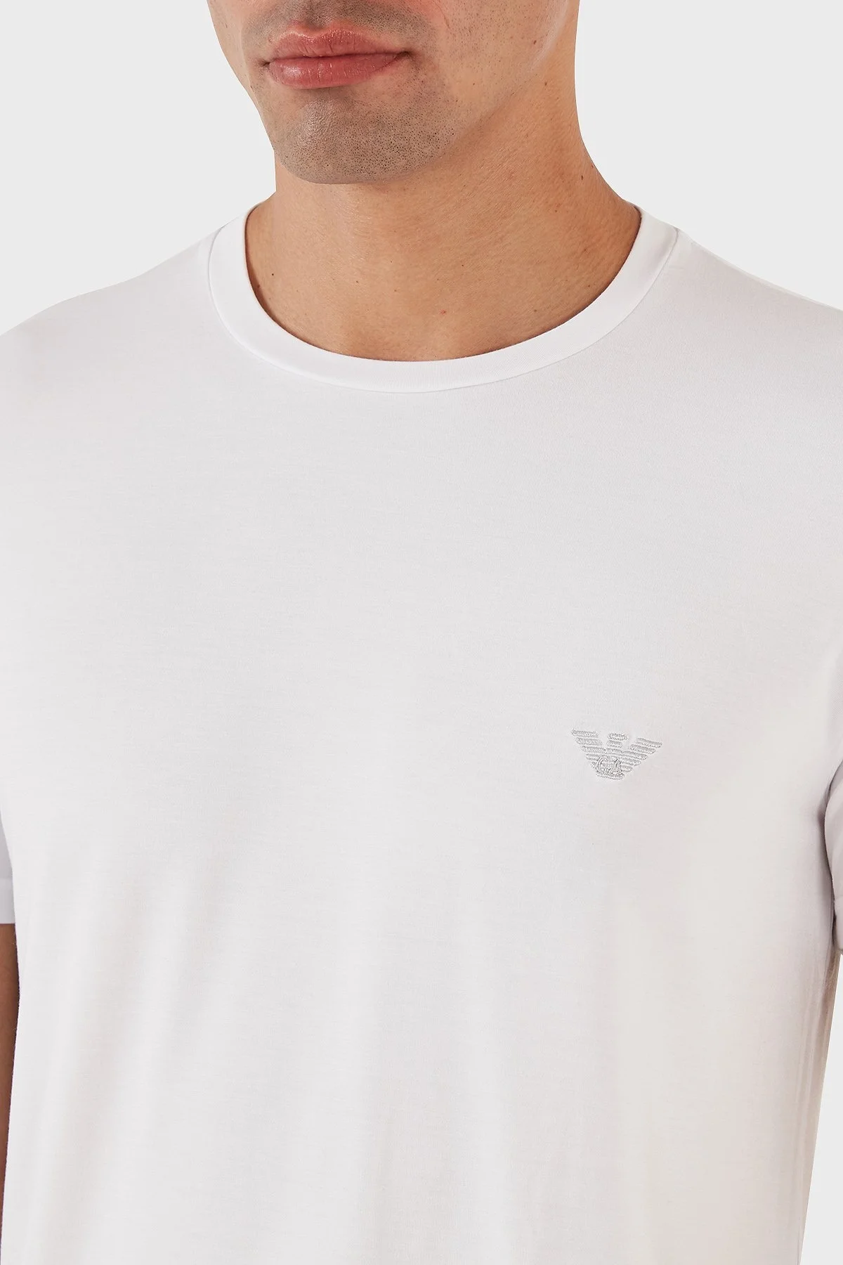 Emporio Armani Pamuklu Slim Fit Bisiklet Yaka Erkek T Shirt 111971 3F511 00010 BEYAZ - 5