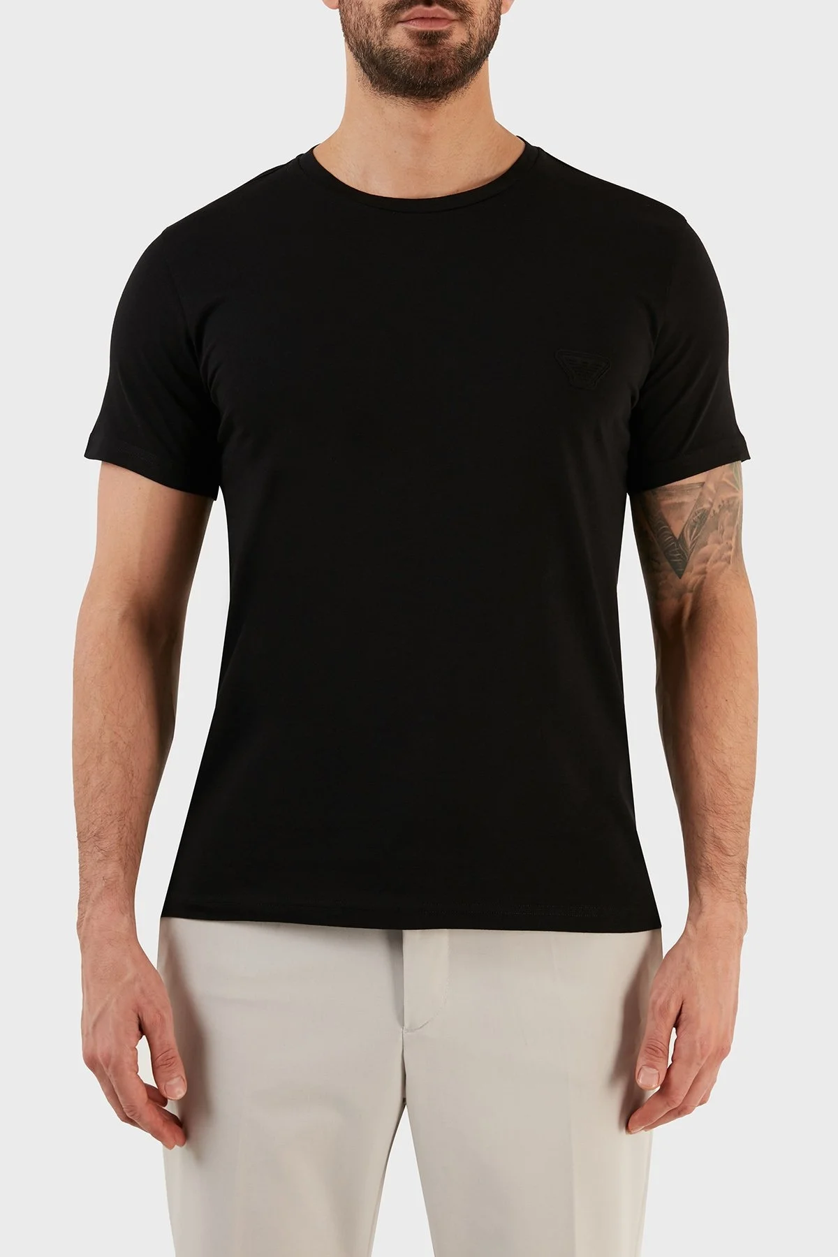 Emporio Armani Pamuklu Slim Fit Bisiklet Yaka Erkek T Shirt 211818 3R463 00020 SİYAH - 1