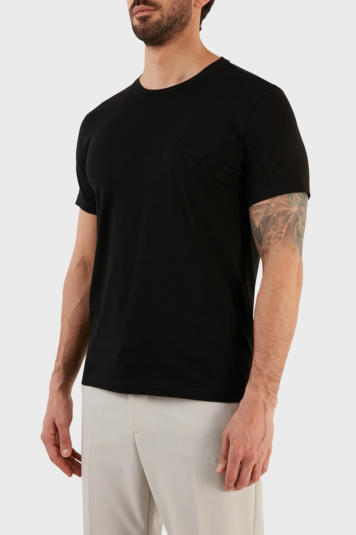 Emporio Armani Pamuklu Slim Fit Bisiklet Yaka Erkek T Shirt 211818 3R463 00020 SİYAH - 2