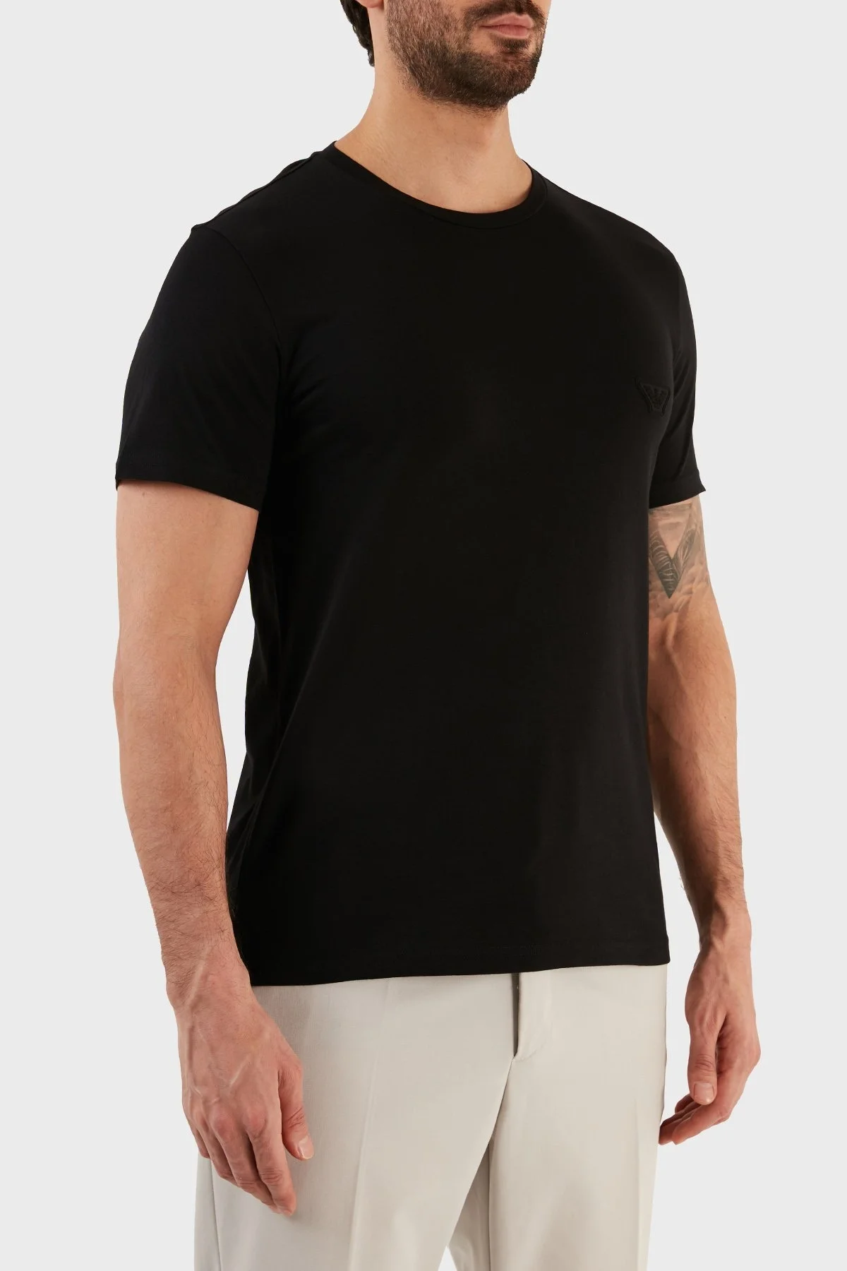 Emporio Armani Pamuklu Slim Fit Bisiklet Yaka Erkek T Shirt 211818 3R463 00020 SİYAH - 3