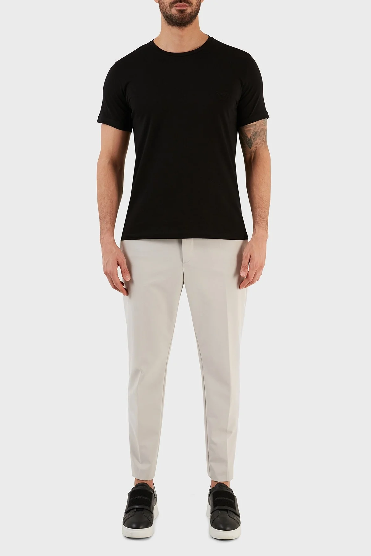 Emporio Armani Pamuklu Slim Fit Bisiklet Yaka Erkek T Shirt 211818 3R463 00020 SİYAH - 5