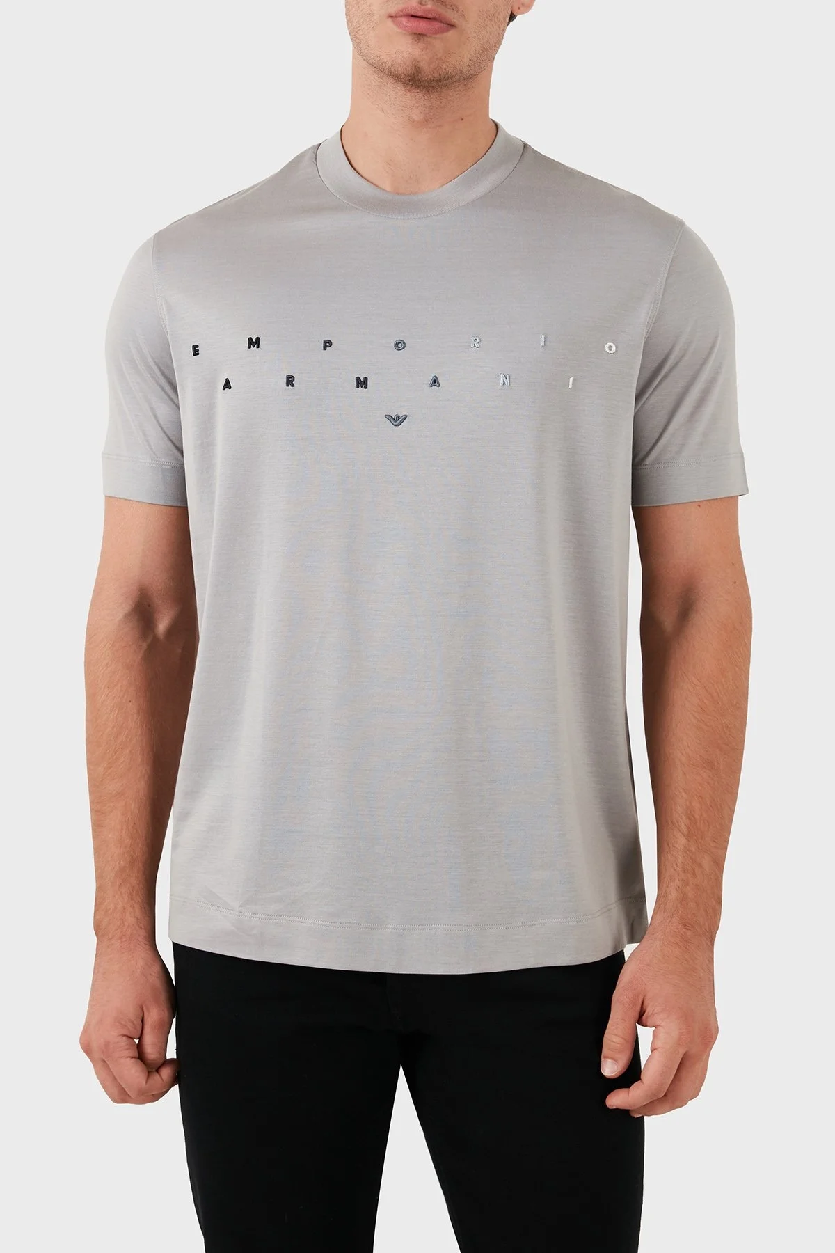 Emporio Armani Pamuklu Slim Fit Bisiklet Yaka Erkek T Shirt 3D1TA2 1JUVZ 06H1 GRİ - 1