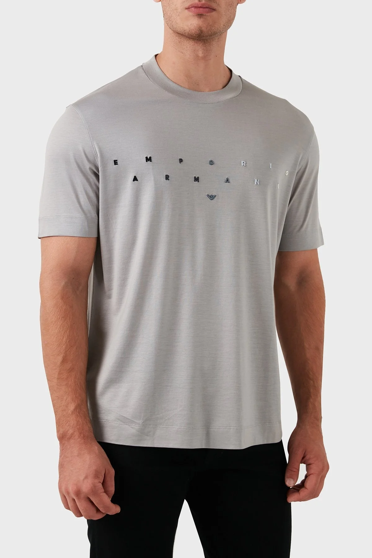 Emporio Armani Pamuklu Slim Fit Bisiklet Yaka Erkek T Shirt 3D1TA2 1JUVZ 06H1 GRİ - 3