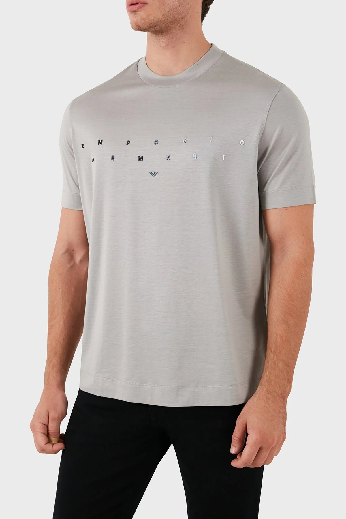 Emporio Armani Pamuklu Slim Fit Bisiklet Yaka Erkek T Shirt 3D1TA2 1JUVZ 06H1 GRİ - 4