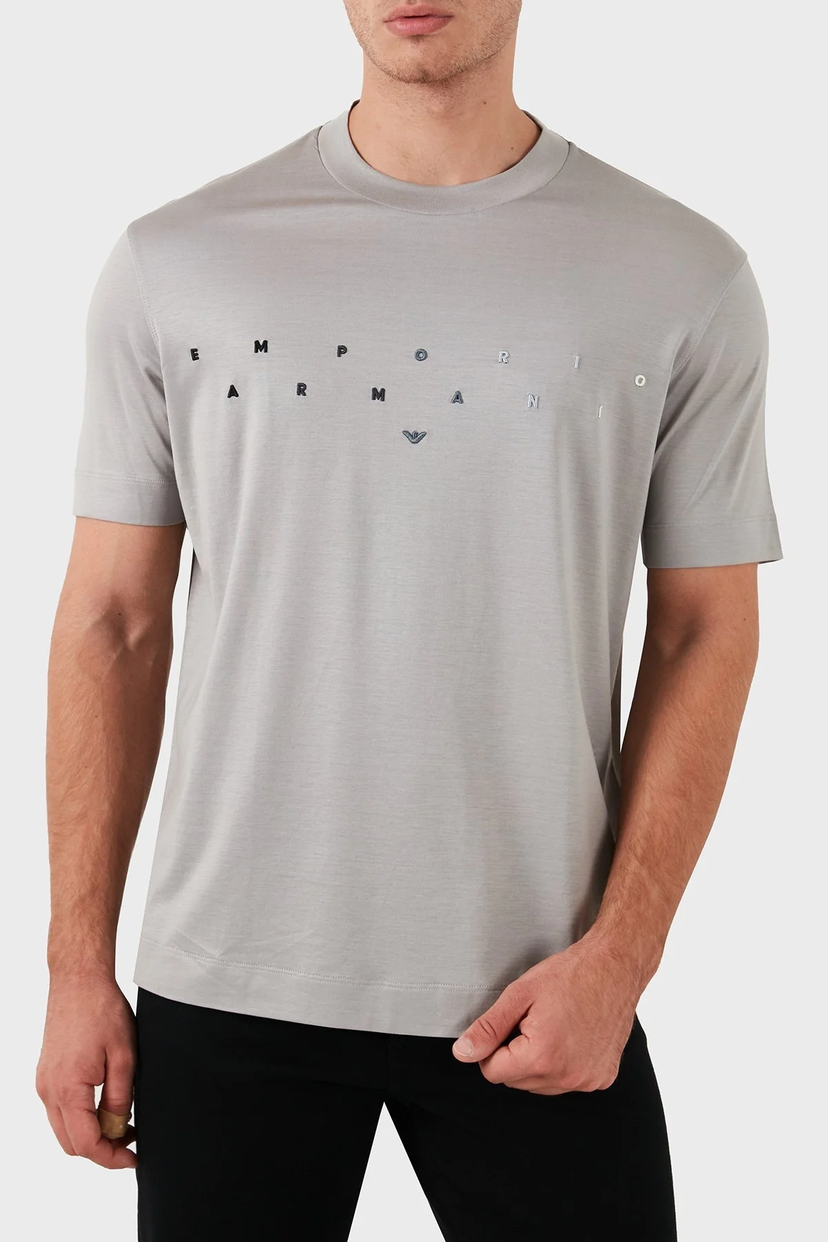 Emporio Armani Pamuklu Slim Fit Bisiklet Yaka Erkek T Shirt 3D1TA2 1JUVZ 06H1 GRİ - 5