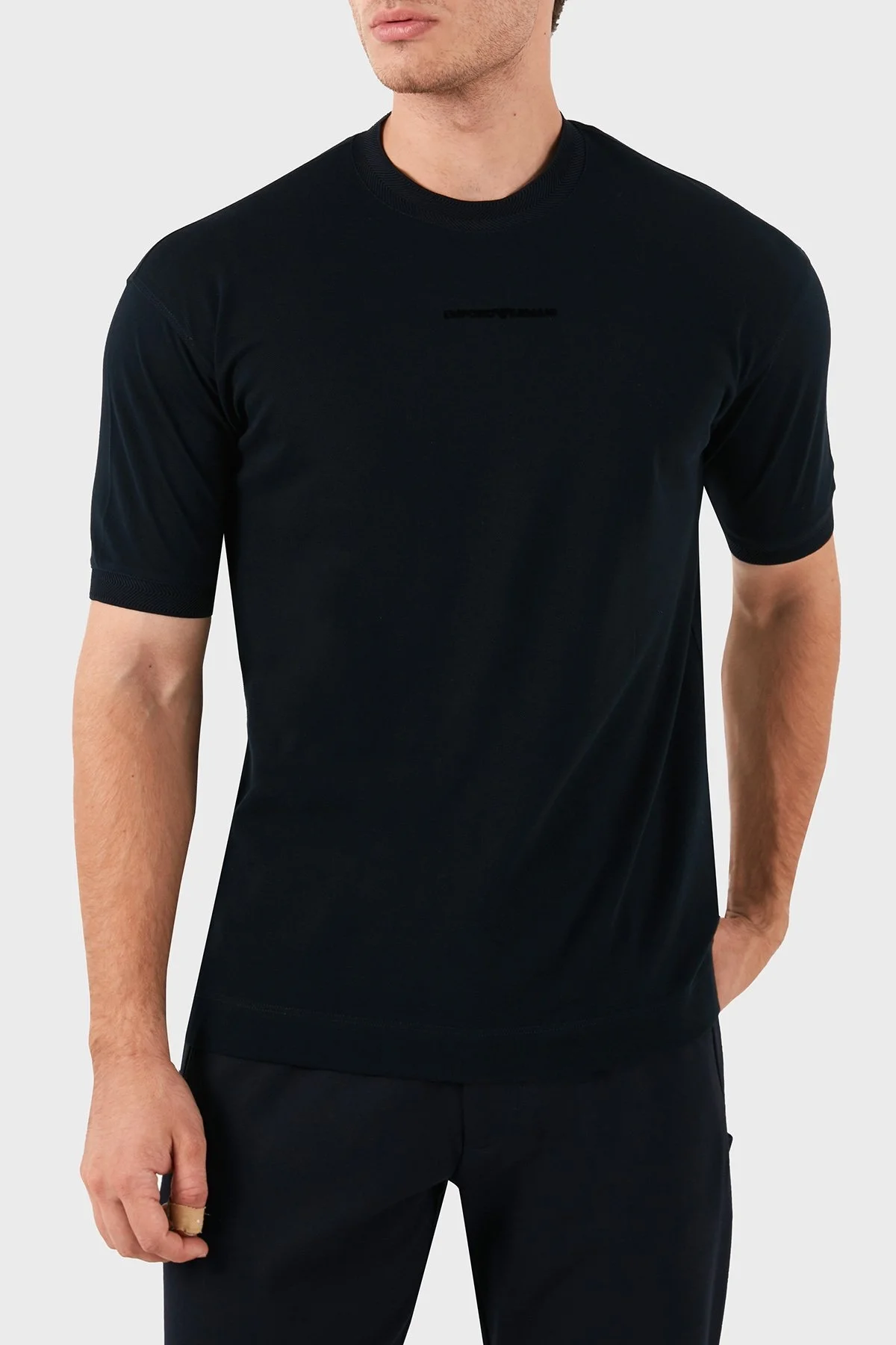 Emporio Armani Pamuklu Slim Fit Bisiklet Yaka Erkek T Shirt 3D1TC8 1JTKZ 0920 LACİVERT - 1