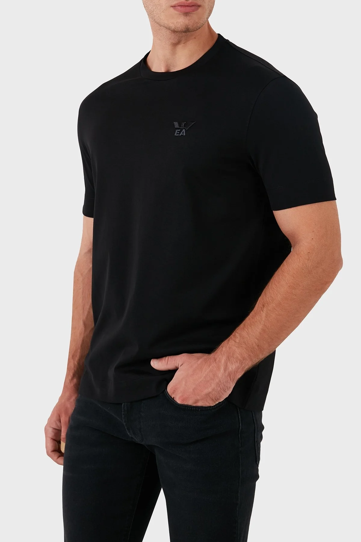 Emporio Armani Pamuklu Slim Fit Bisiklet Yaka Erkek T Shirt 6D1TM1 1JOCZ 0013 SİYAH - 4