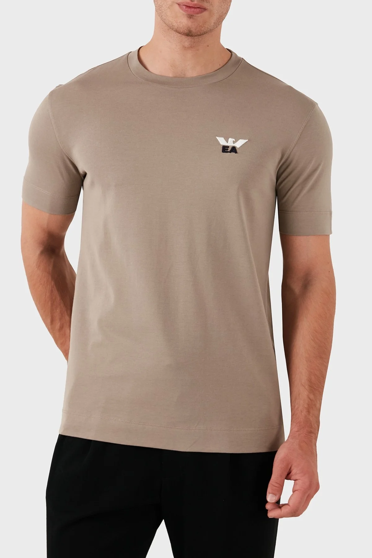 Emporio Armani Pamuklu Slim Fit Bisiklet Yaka Erkek T Shirt 6D1TM1 1JOCZ 0154 KAHVE - 1