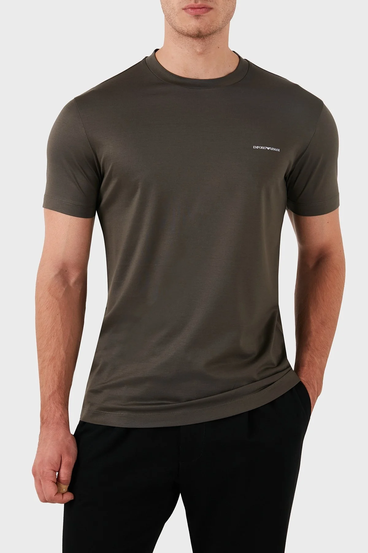 Emporio Armani Pamuklu Slim Fit Bisiklet Yaka Erkek T Shirt 8N1TD8 1JUVZ 06K0 HAKİ - 1