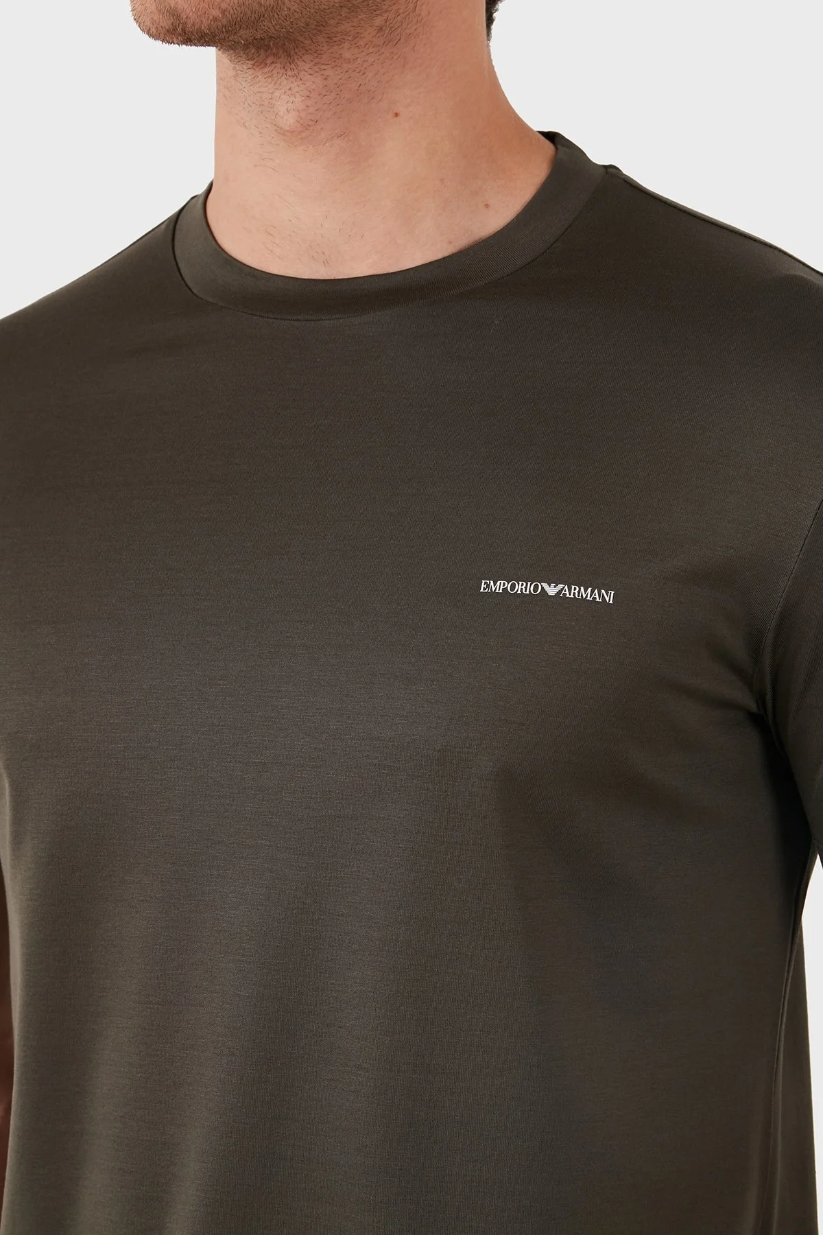 Emporio Armani Pamuklu Slim Fit Bisiklet Yaka Erkek T Shirt 8N1TD8 1JUVZ 06K0 HAKİ - 5